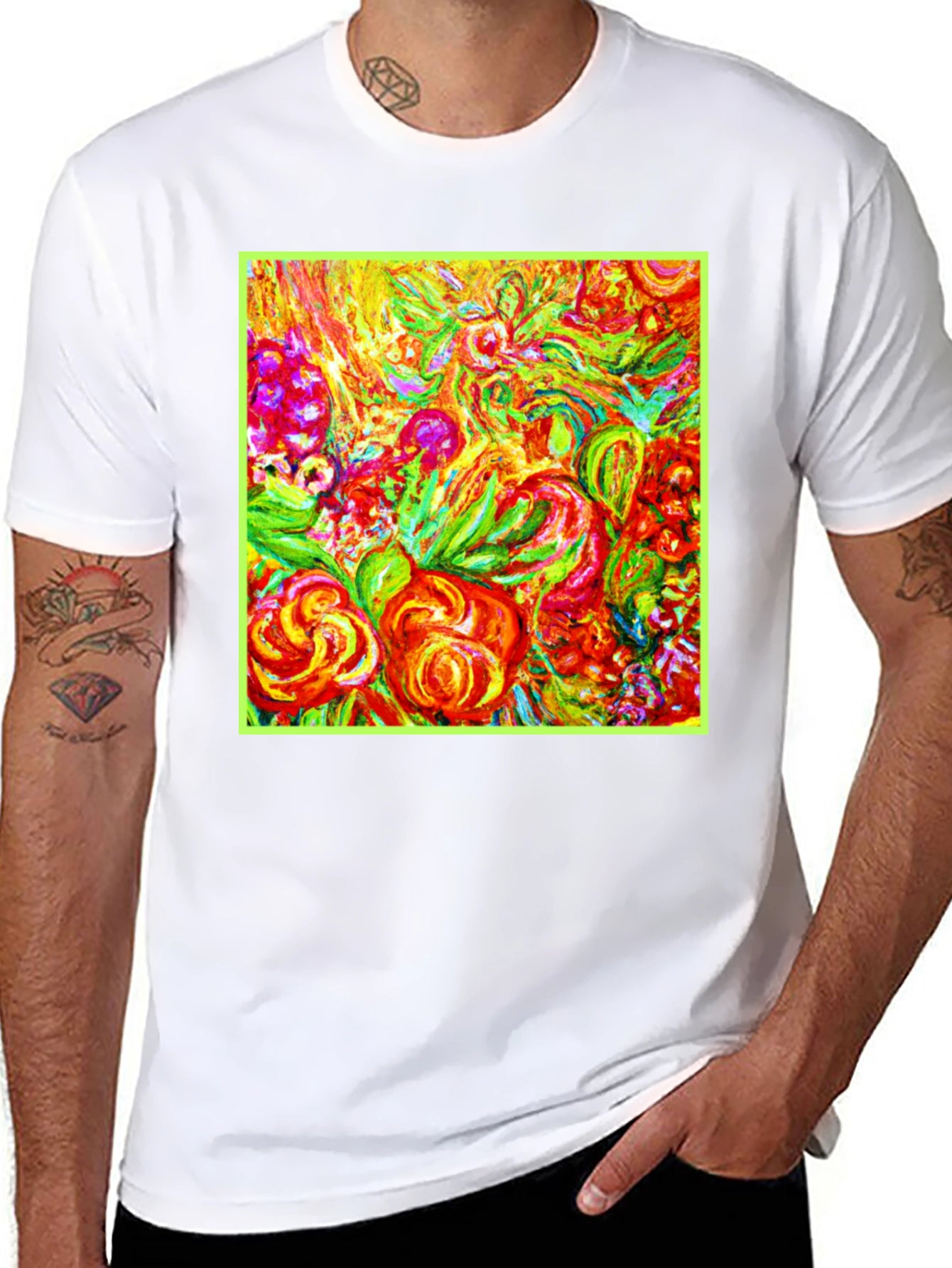 Vibrant Floral Art Print T-Shirt - Unique Design