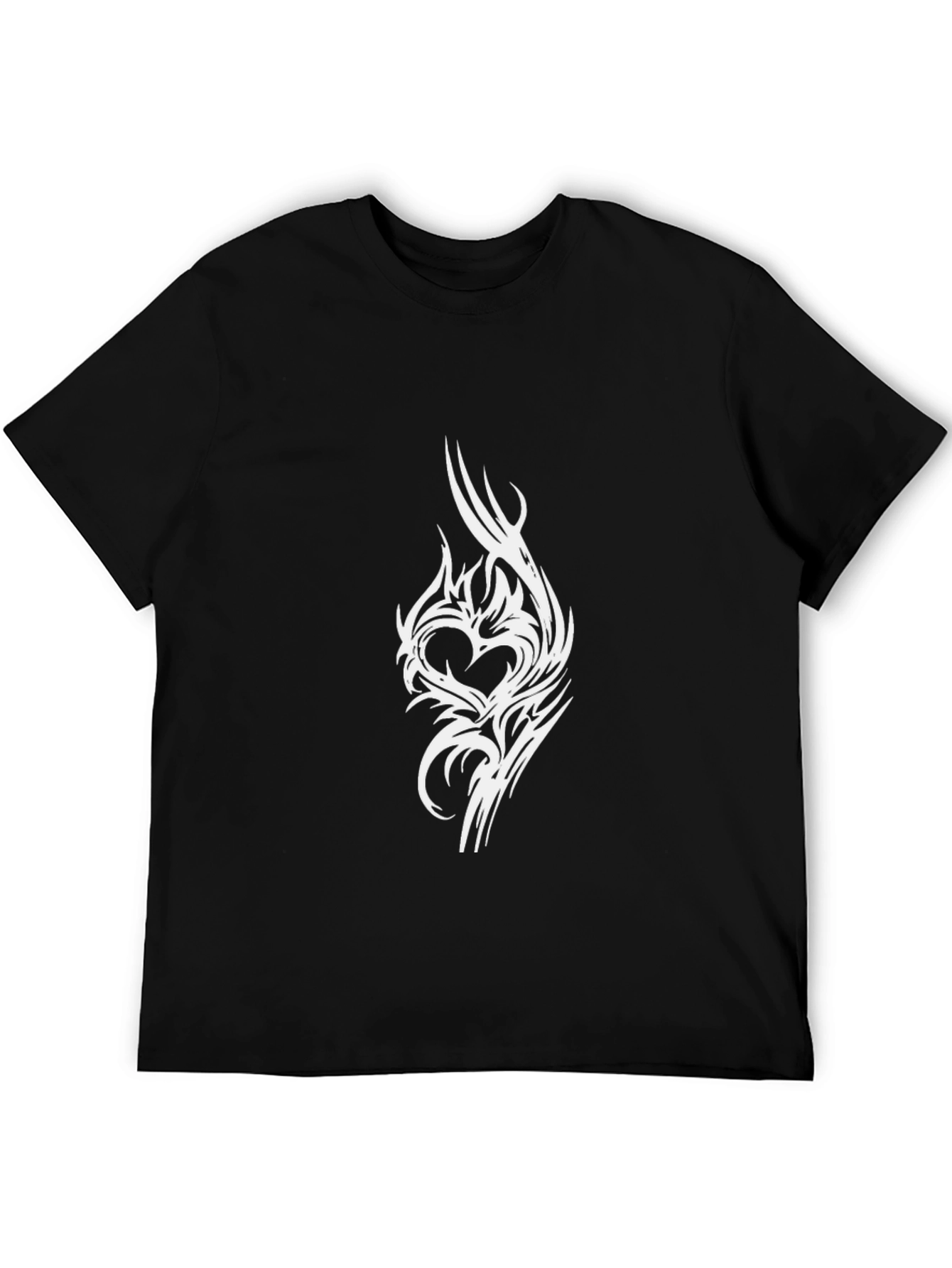 Black Tee with Tribal Heart Design