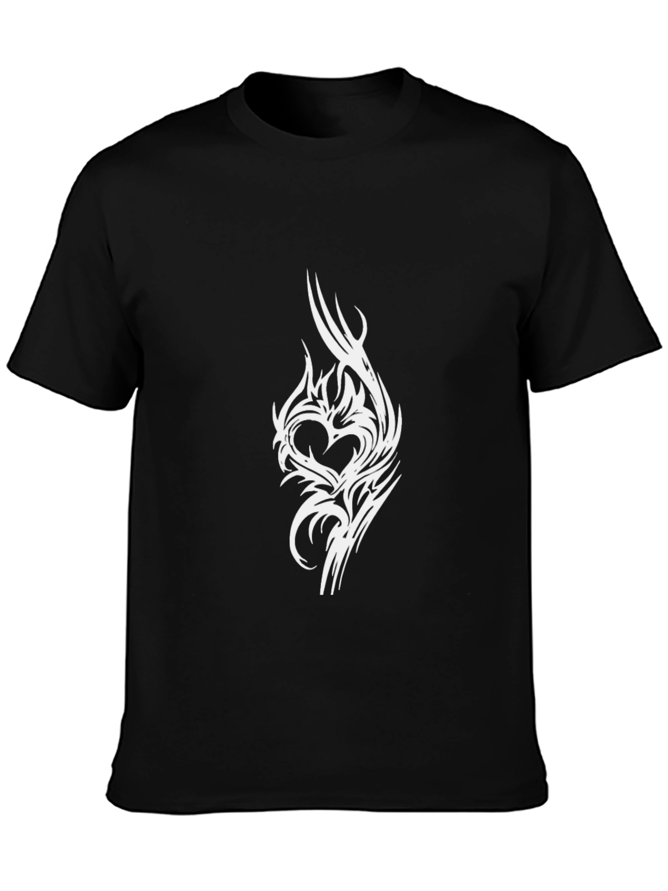 Black Tee with Tribal Heart Design