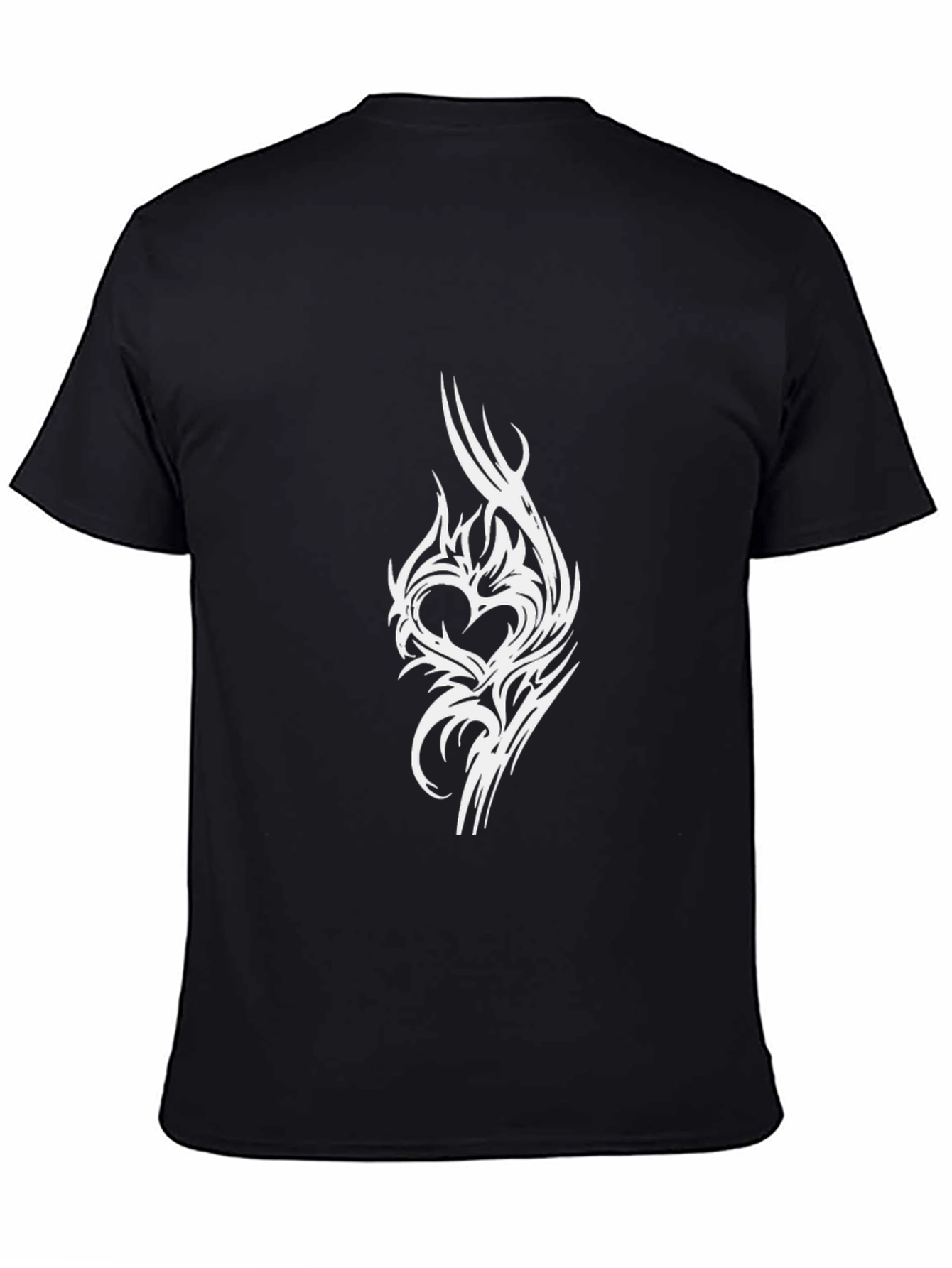 Black Tee with Tribal Heart Design