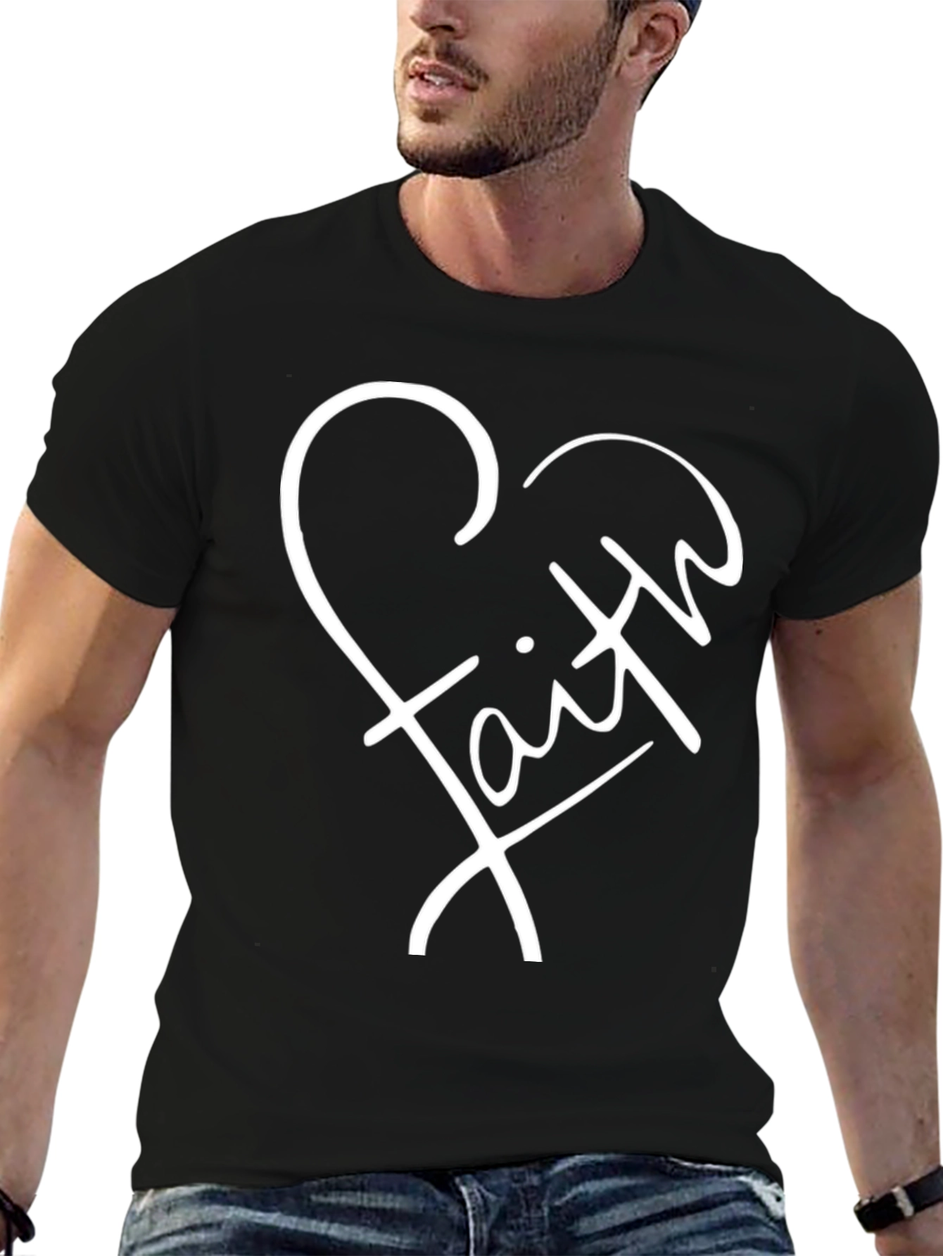 Faith Heart Graphic Tee - Black T-Shirt
