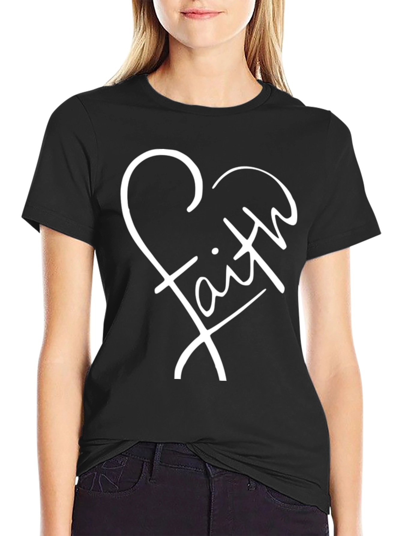 Faith Heart Graphic Tee - Black T-Shirt
