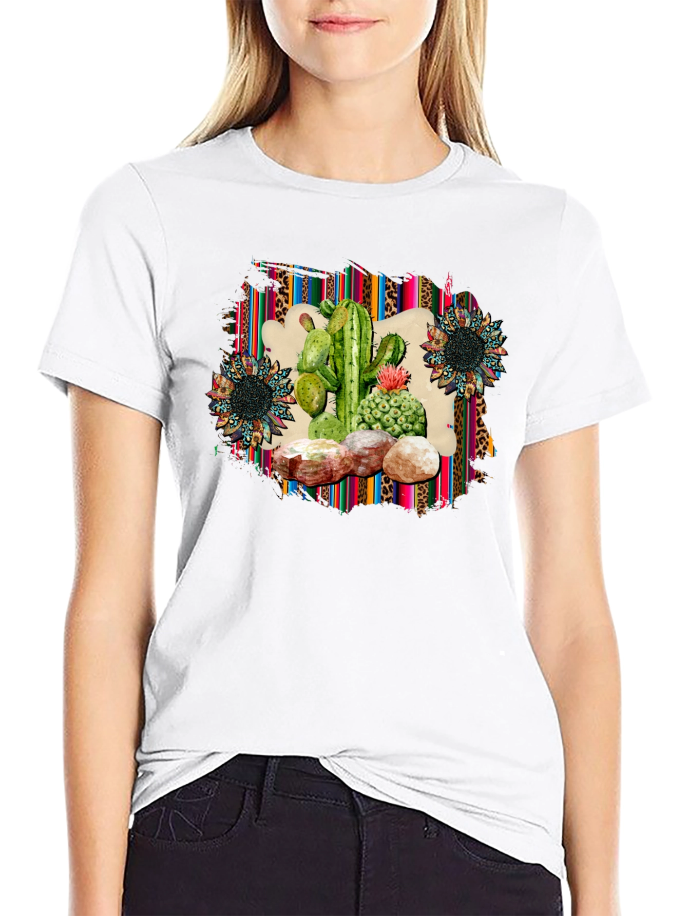 Cactus & Sunflower Graphic Print Tee
