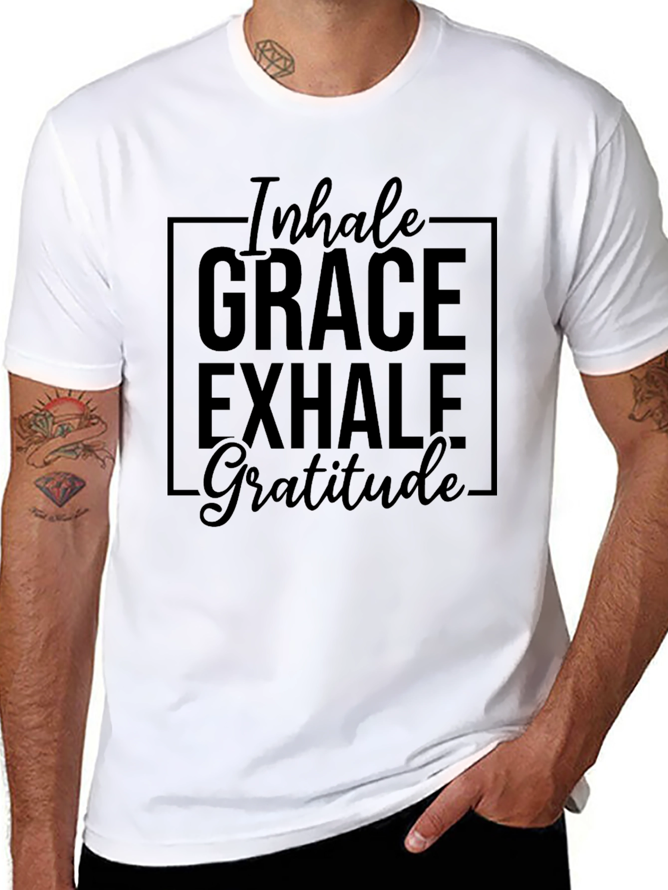 Inhale Grace Exhale Gratitude Black T-Shirt