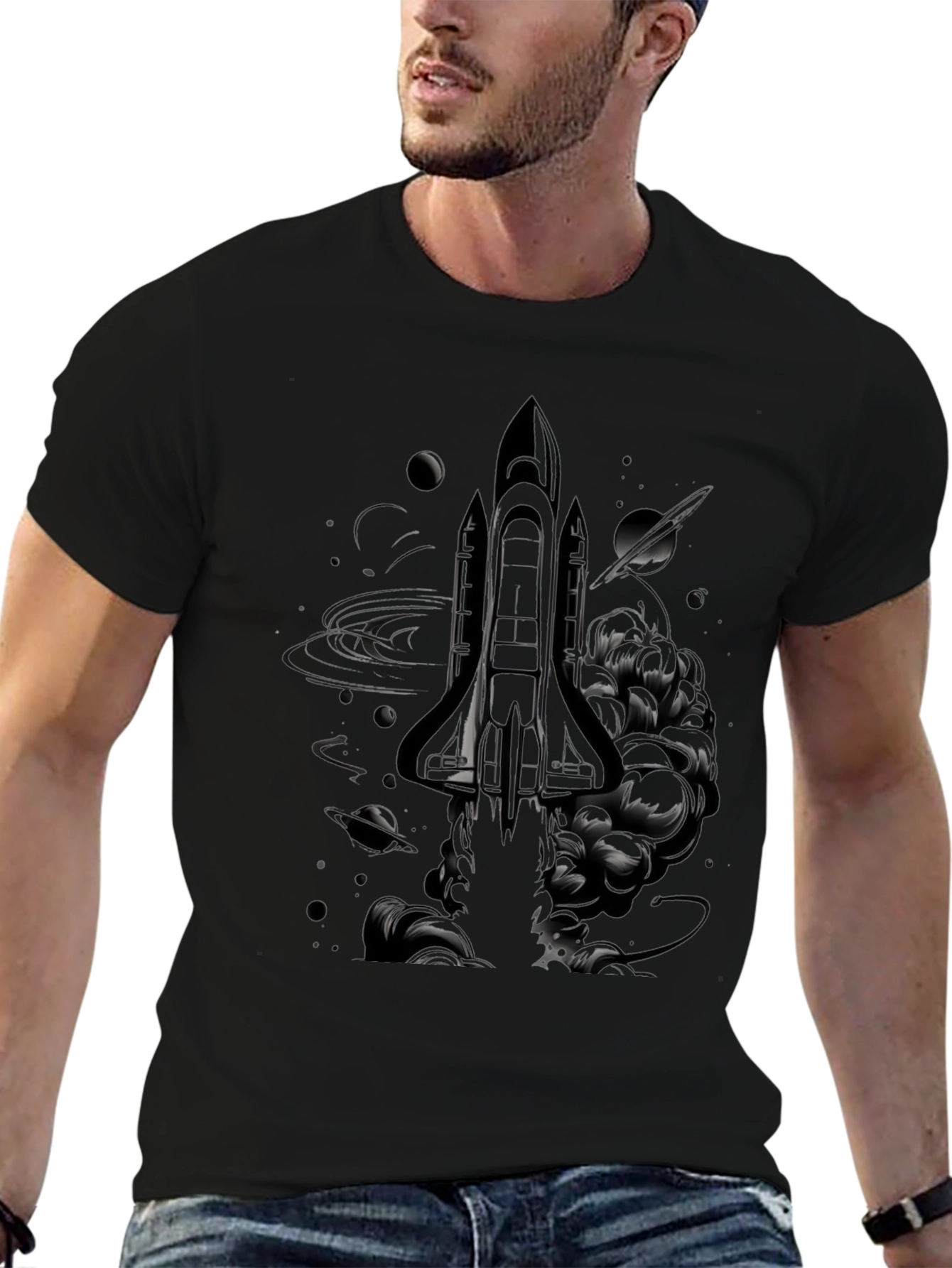 Cosmic Shuttle Graphic Tee - Black