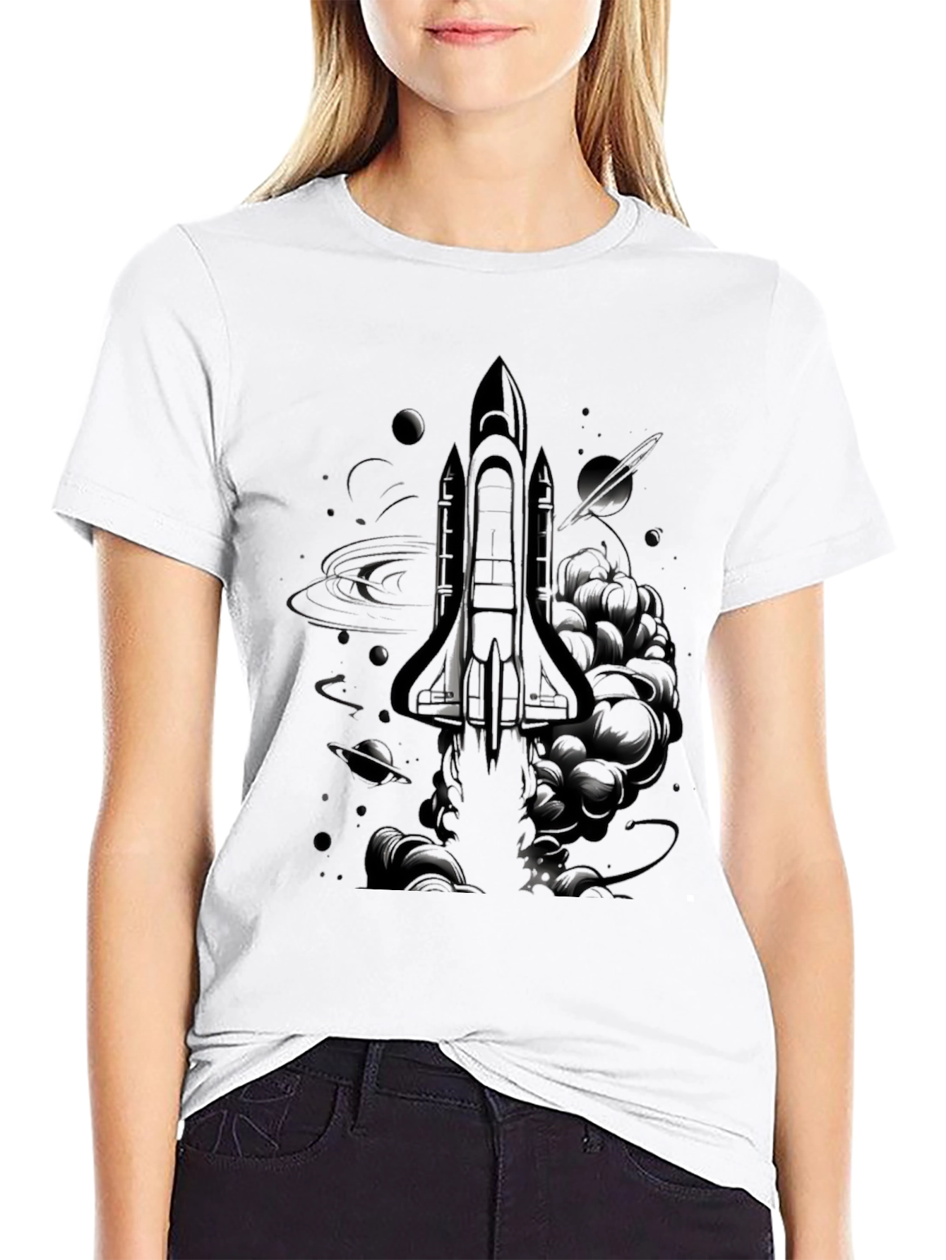 Cosmic Shuttle Graphic Tee - Black