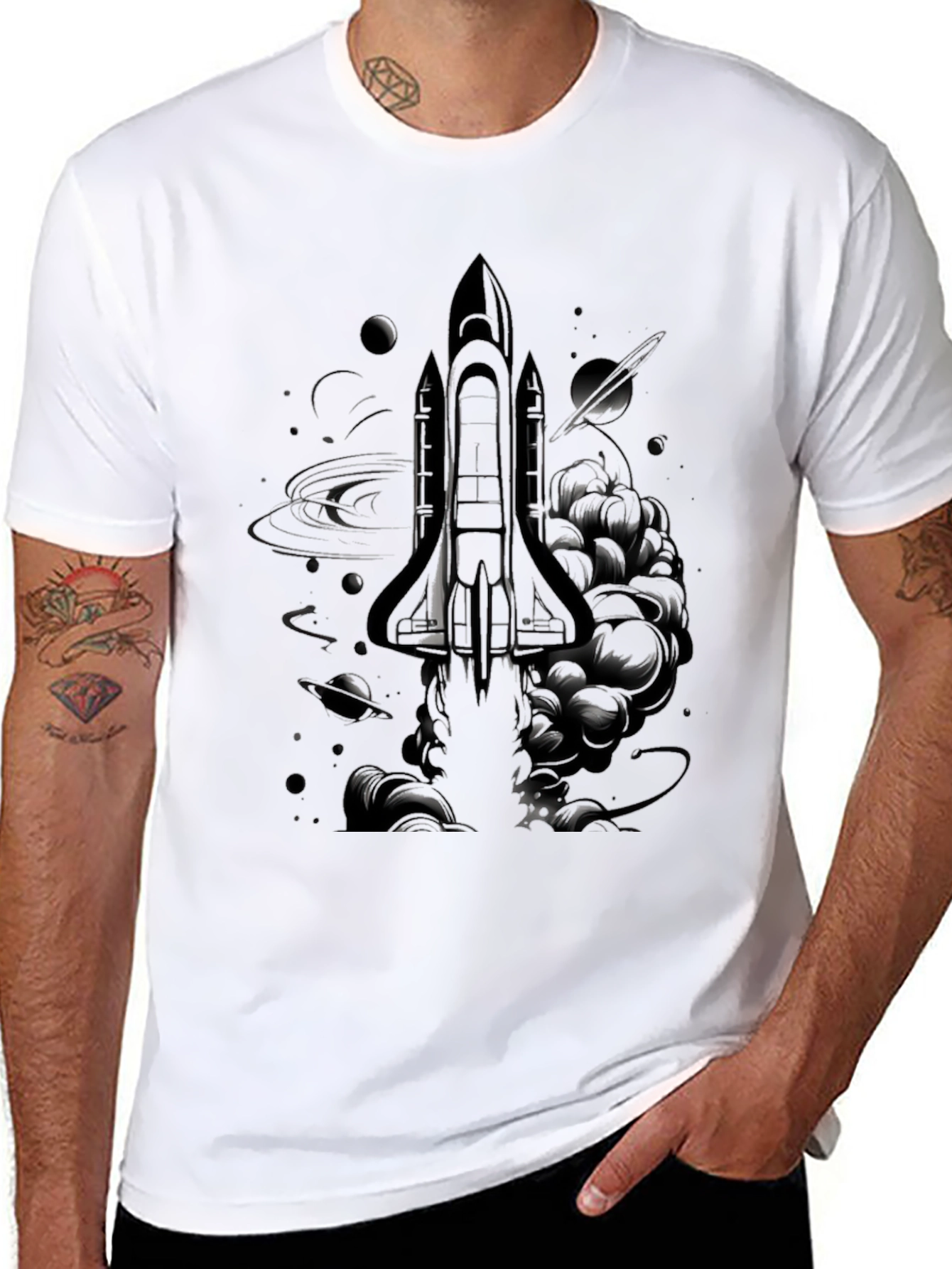 Cosmic Shuttle Graphic Tee - Black