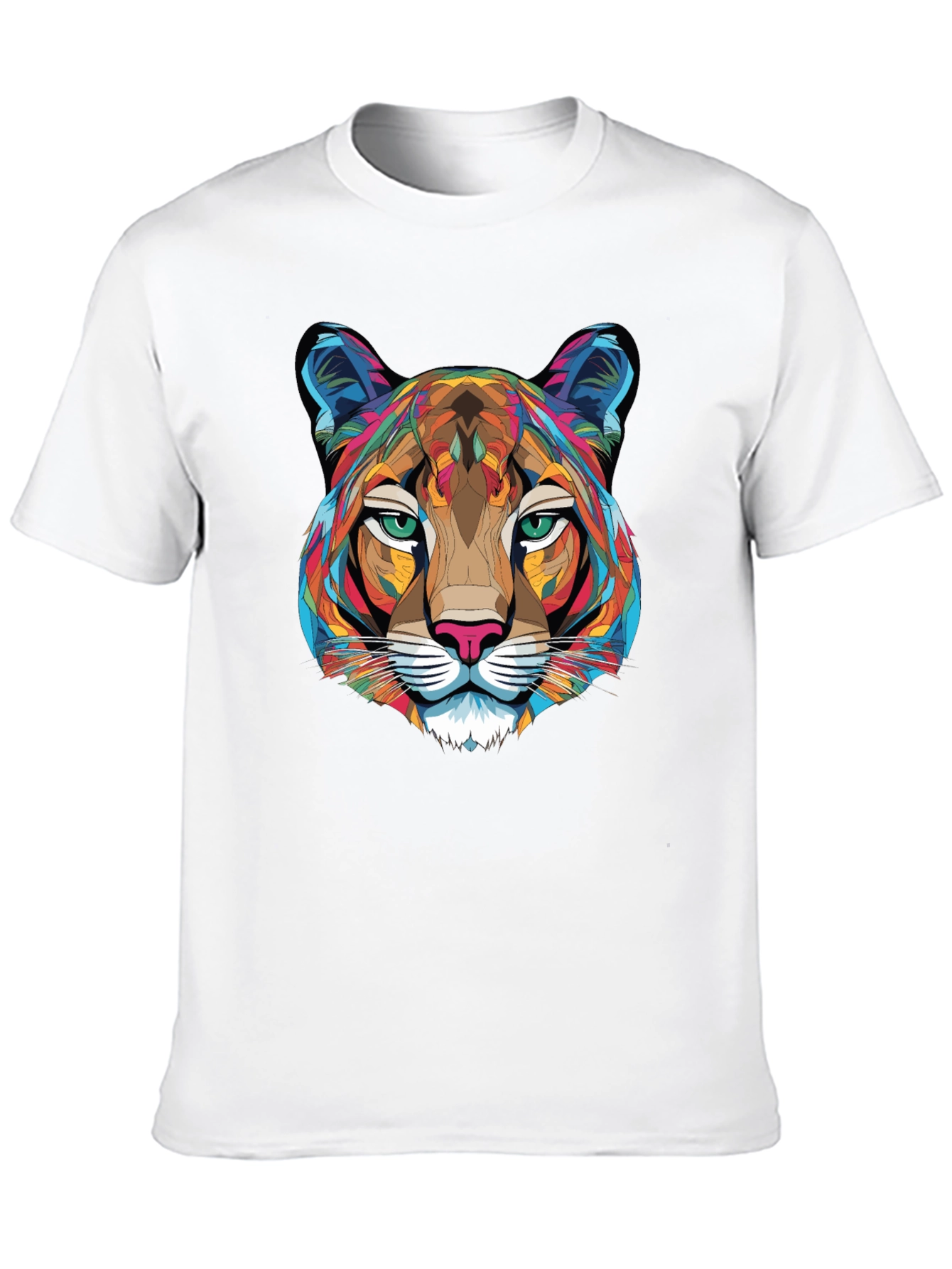 Geometric Cougar Graphic T-Shirt - Mens Black Tee