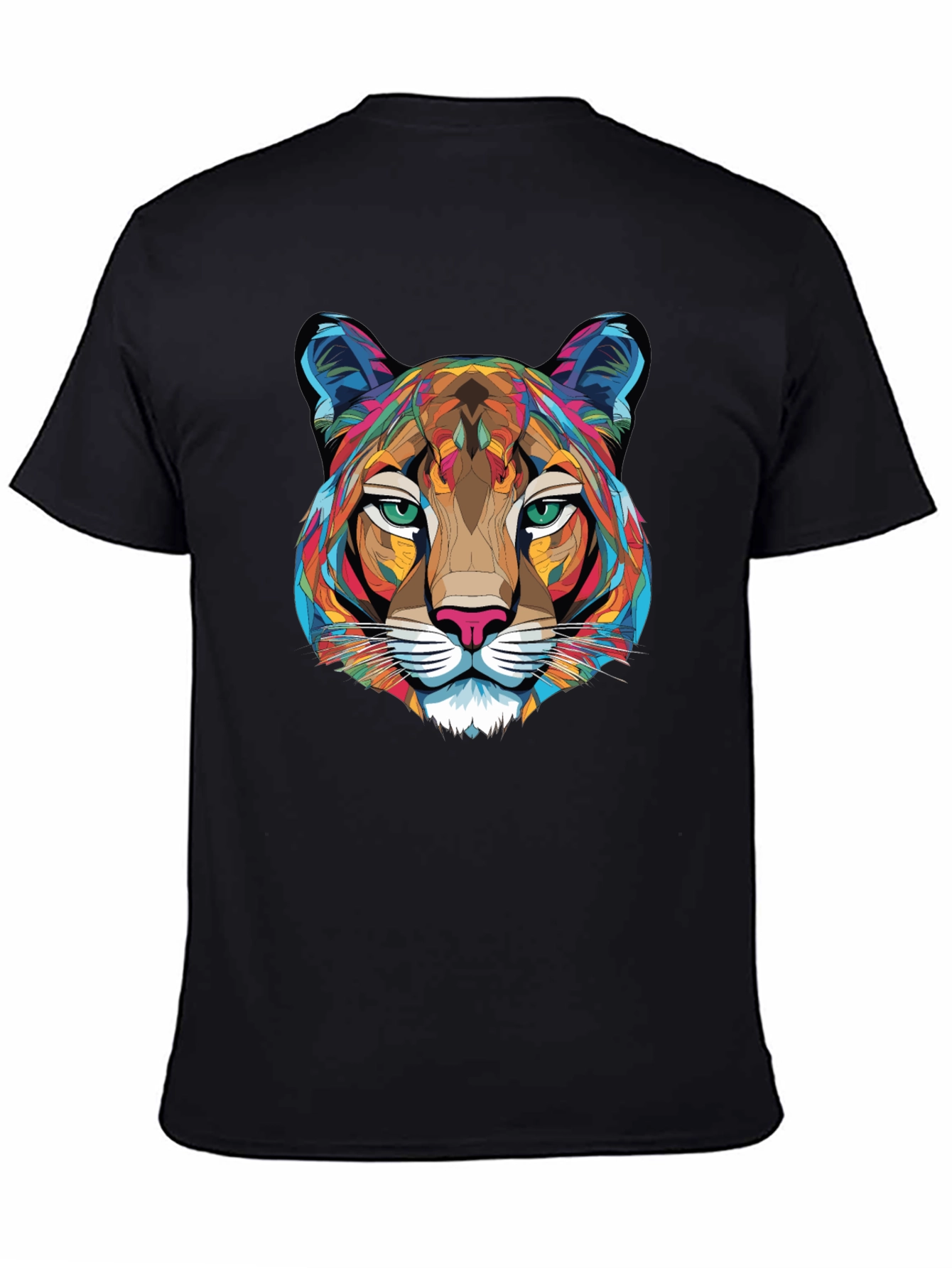 Geometric Cougar Graphic T-Shirt - Mens Black Tee