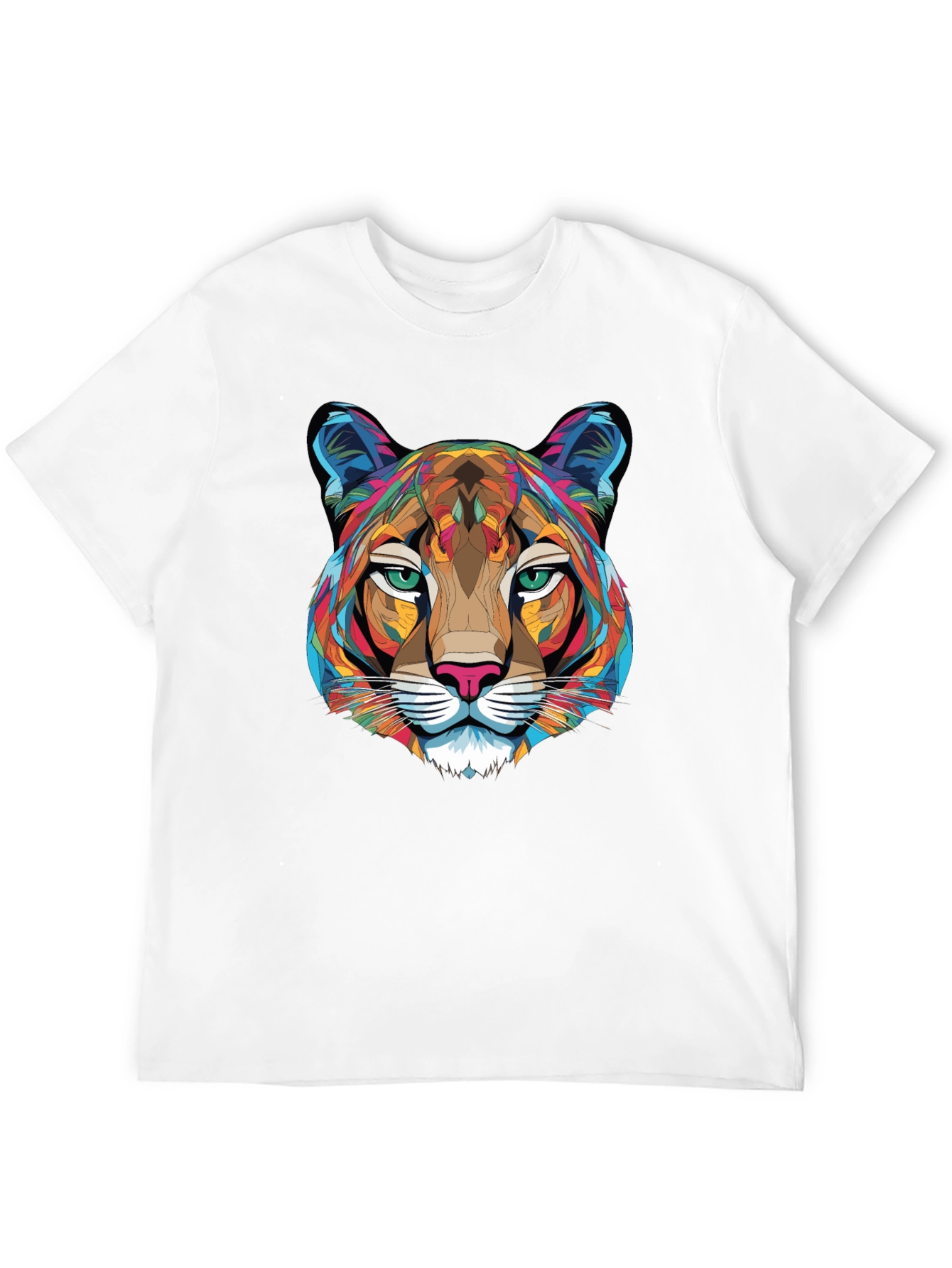 Geometric Cougar Graphic T-Shirt - Mens Black Tee