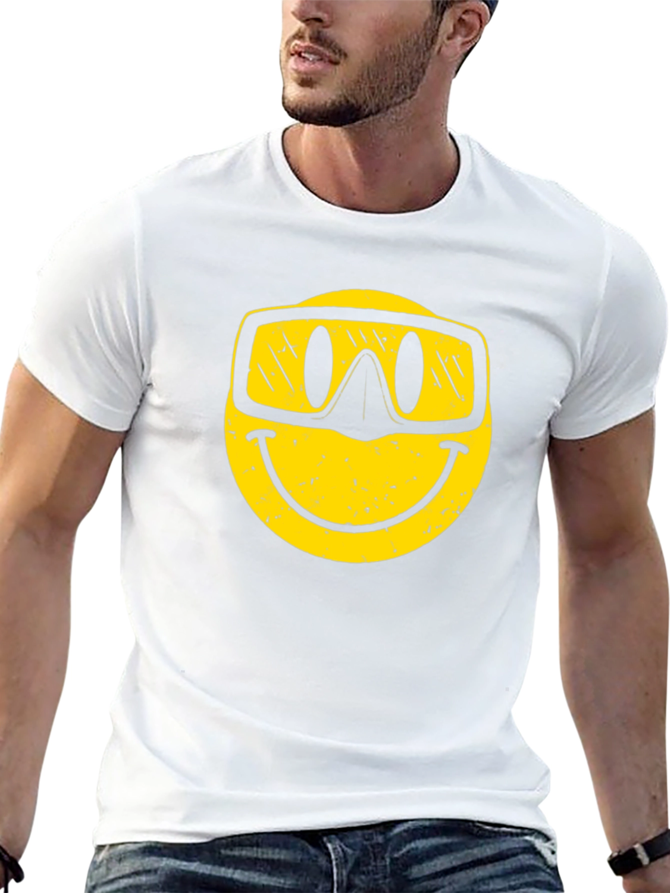 Smiley Face Snorkel T-Shirt - Black