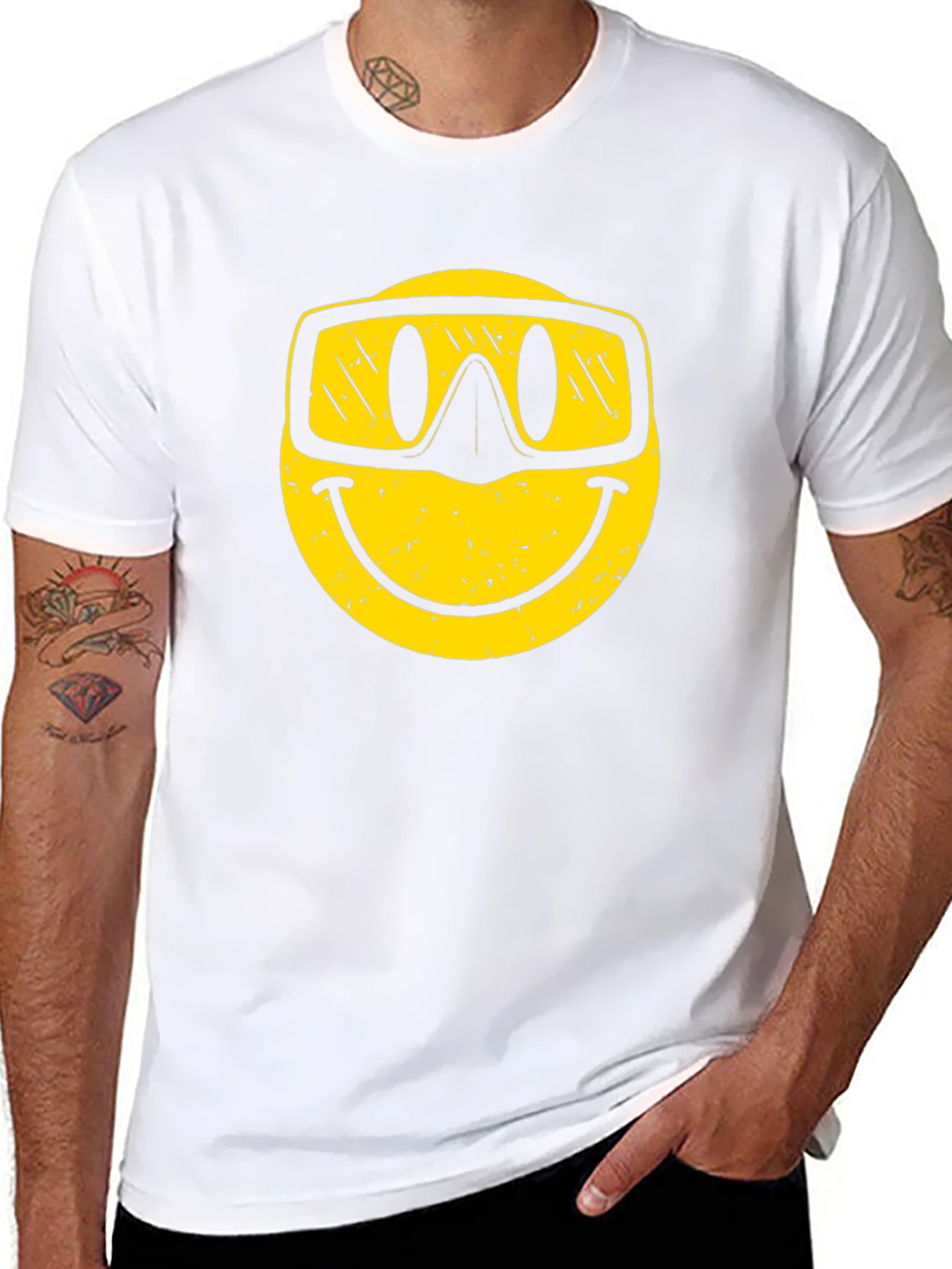 Smiley Face Snorkel T-Shirt - Black