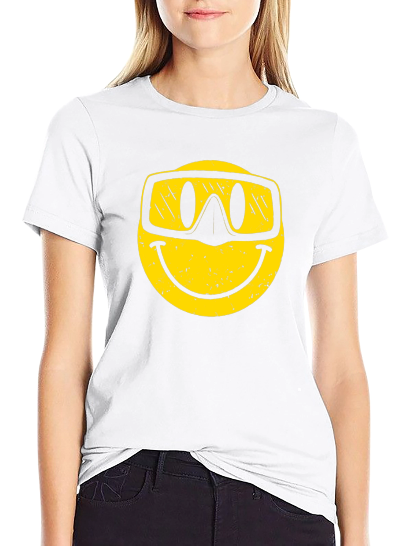 Smiley Face Snorkel T-Shirt - Black
