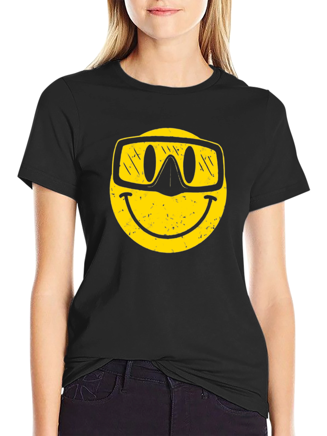Smiley Face Snorkel T-Shirt - Black