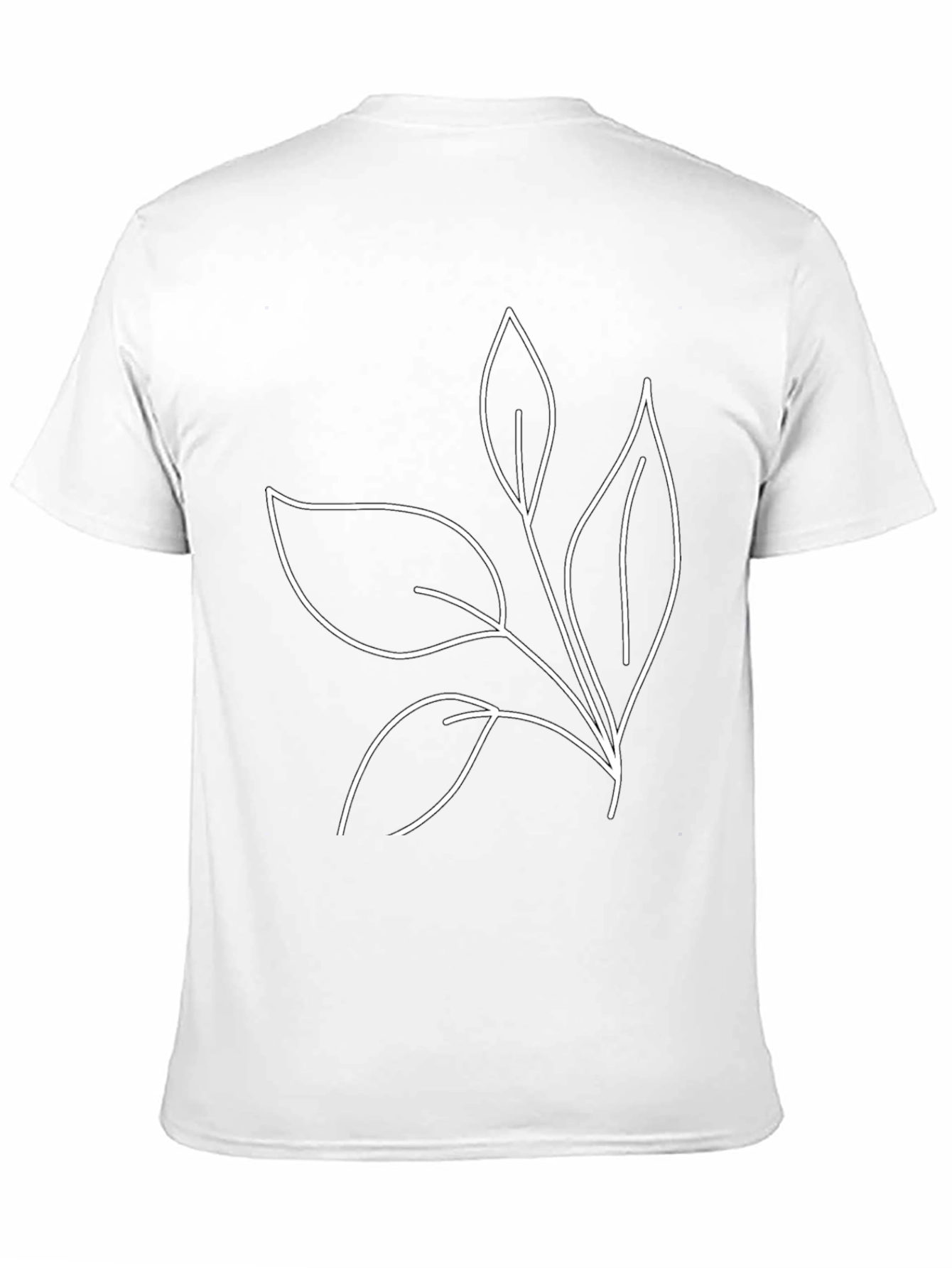 Minimalist Leaf Line Art Black T-Shirt