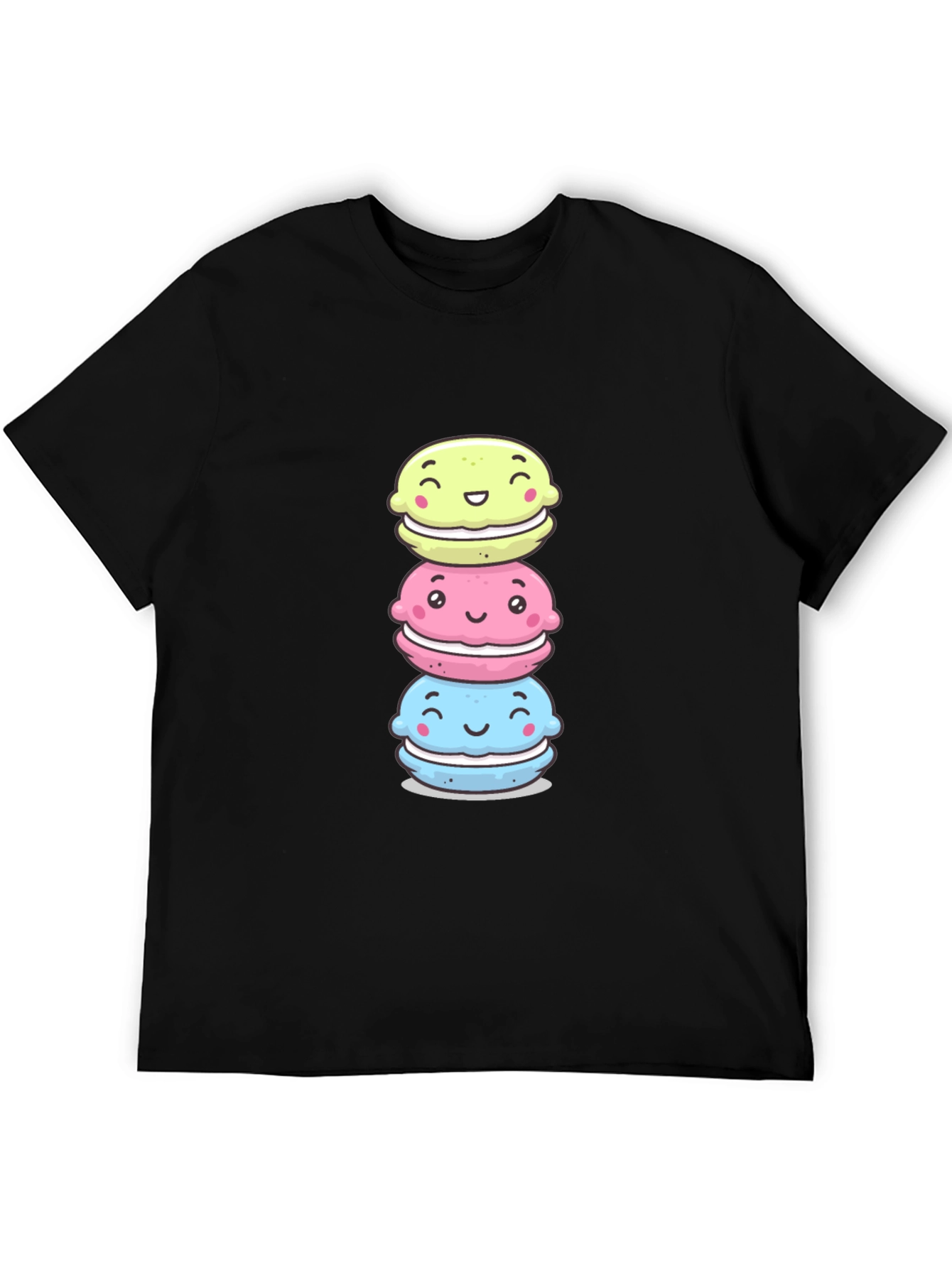 Cute Macaron Stack T-Shirt - Black