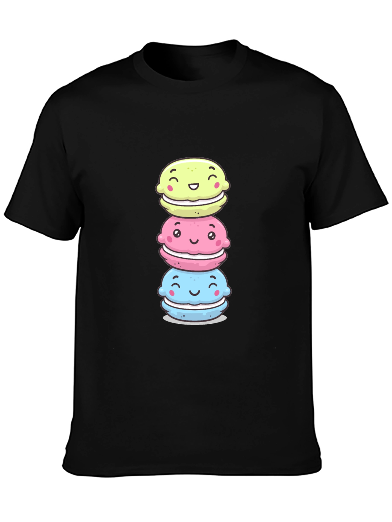 Cute Macaron Stack T-Shirt - Black