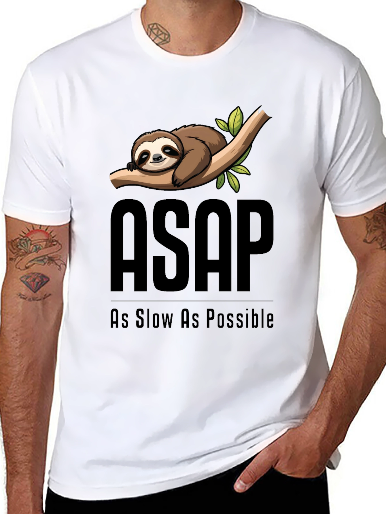 ASAP As Slow As Possible Sloth Graphic T-Shirt