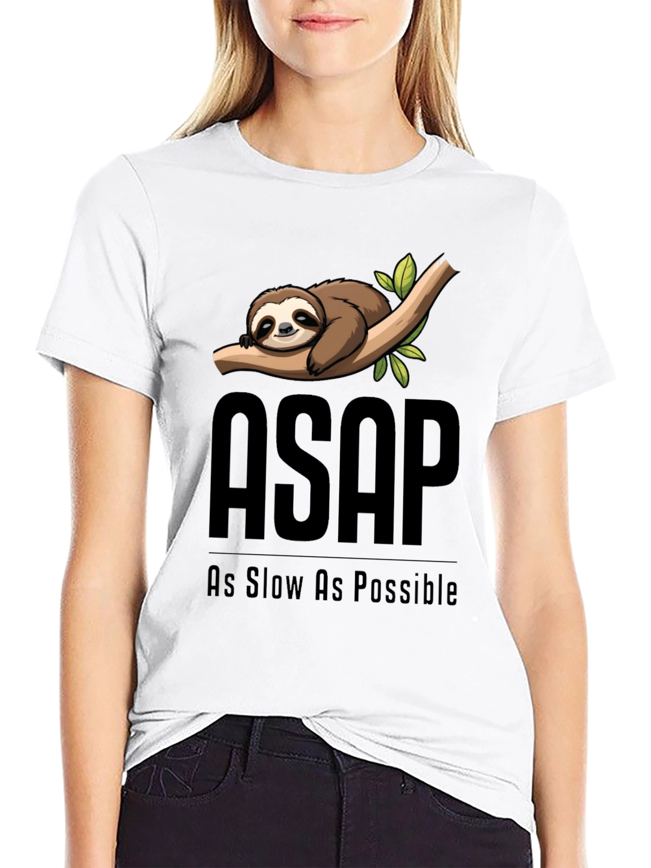 ASAP As Slow As Possible Sloth Graphic T-Shirt