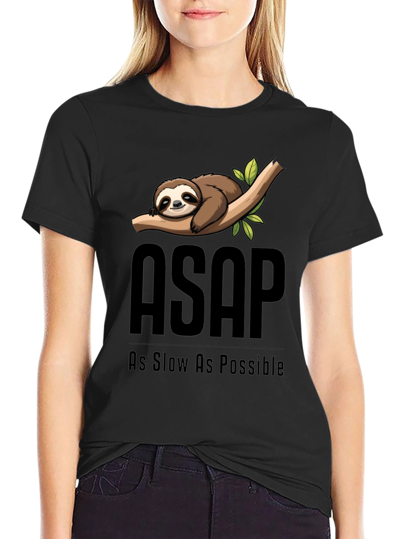 ASAP As Slow As Possible Sloth Graphic T-Shirt