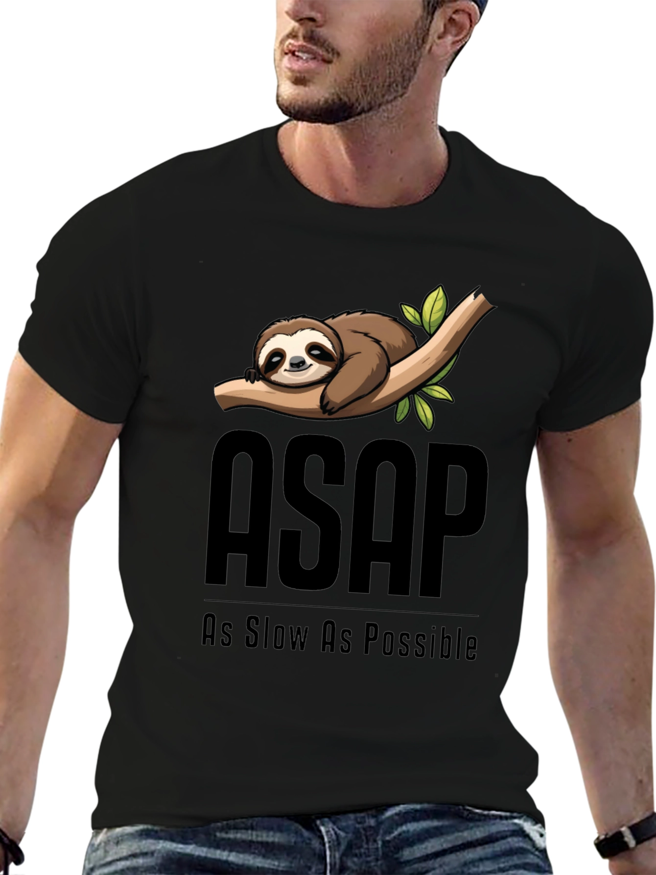 ASAP As Slow As Possible Sloth Graphic T-Shirt
