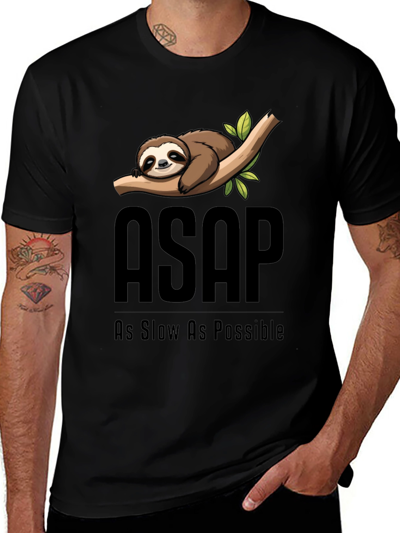 ASAP As Slow As Possible Sloth Graphic T-Shirt