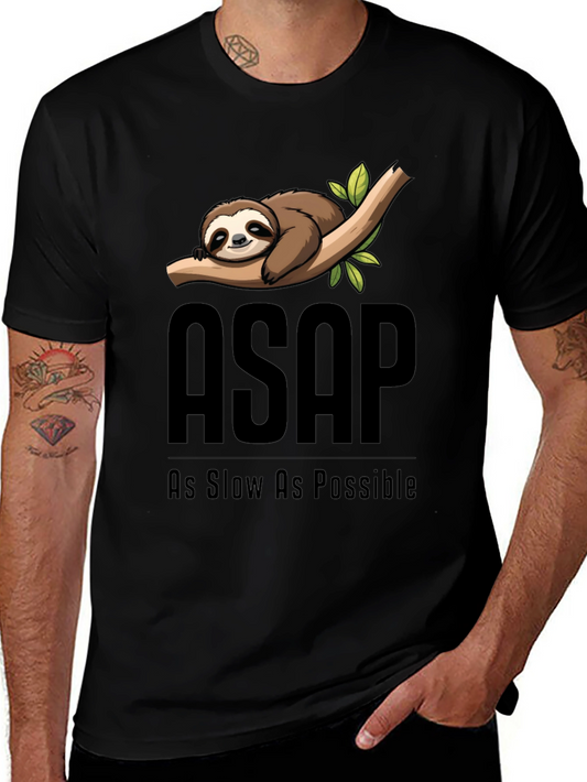 ASAP As Slow As Possible Sloth Graphic T-Shirt