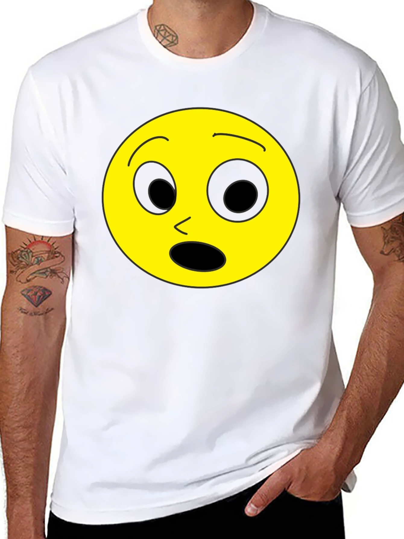 Shocked Emoji Black T-Shirt - Express Yourself!