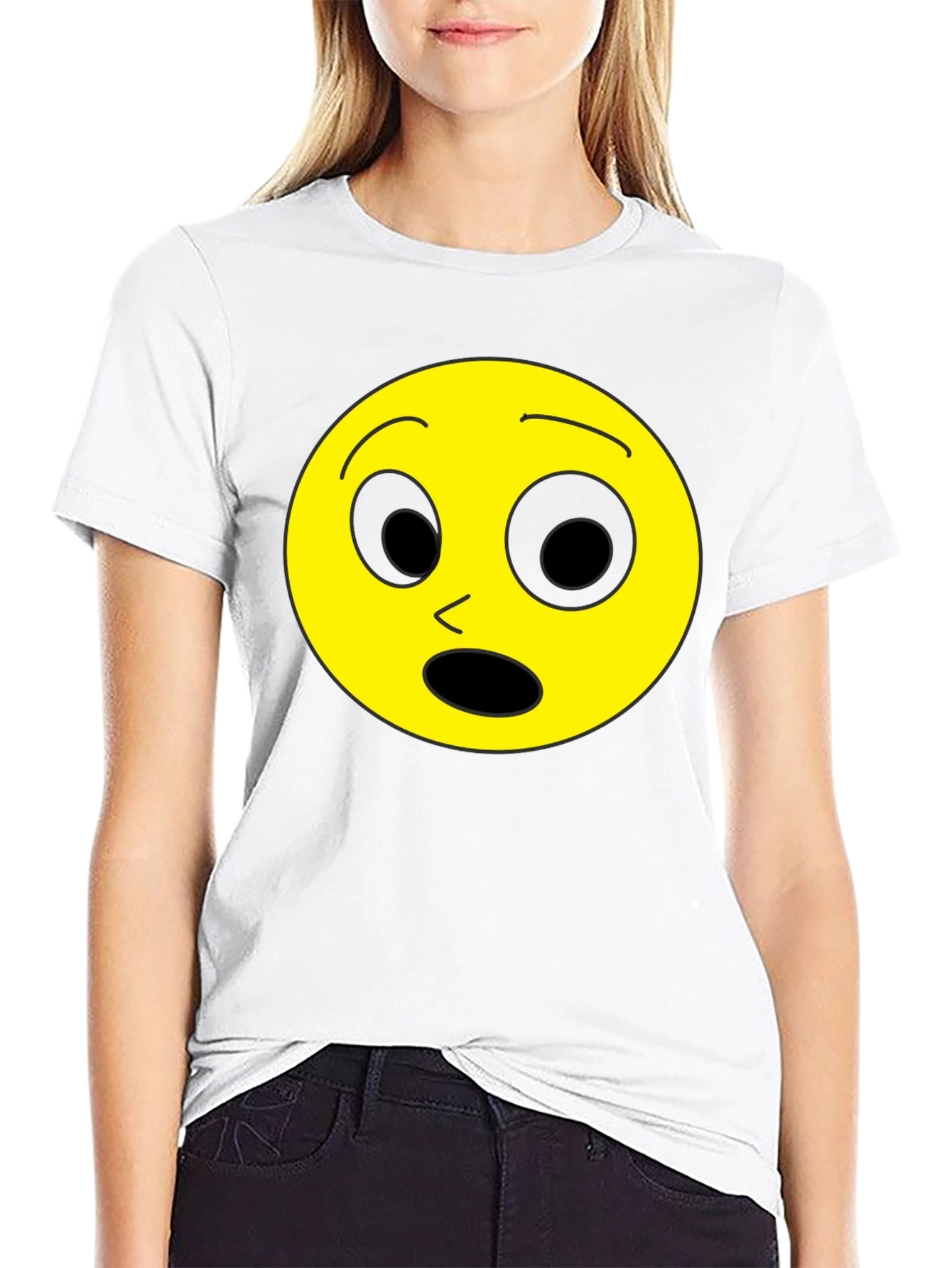 Shocked Emoji Black T-Shirt - Express Yourself!
