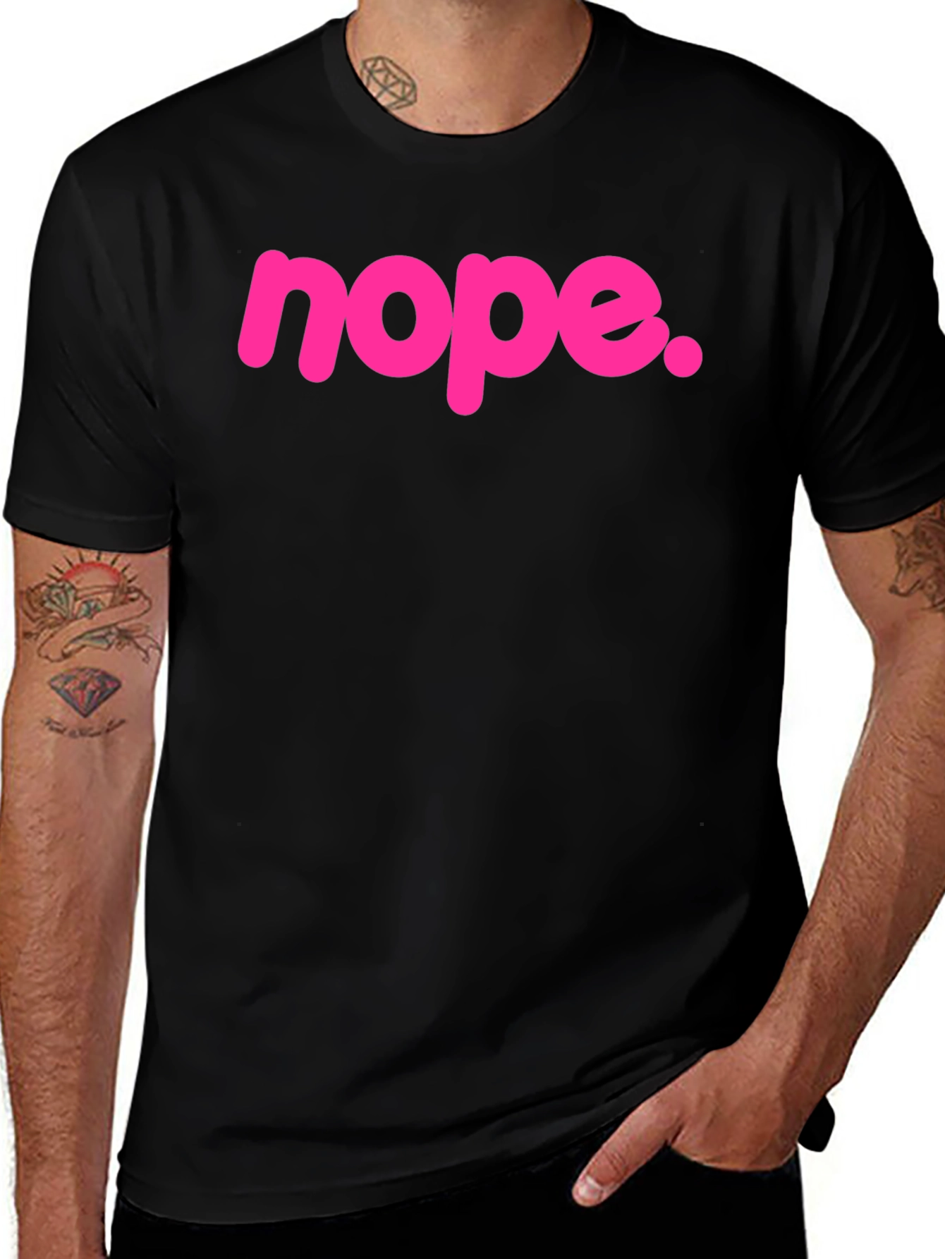 Nope Graphic Tee - Bold Pink Slogan T-Shirt