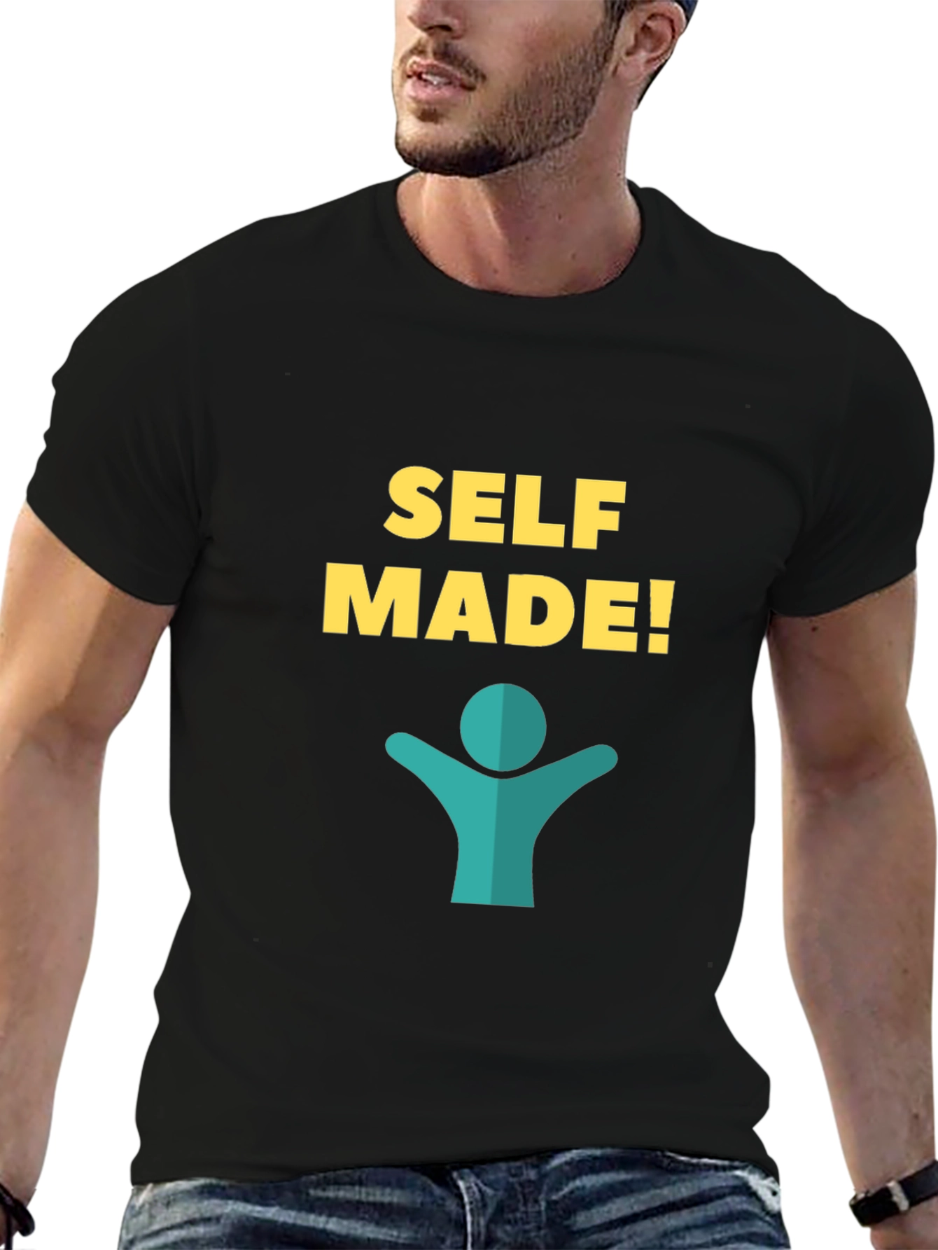 Self Made Graphic Tee - Black Cotton T-Shirt