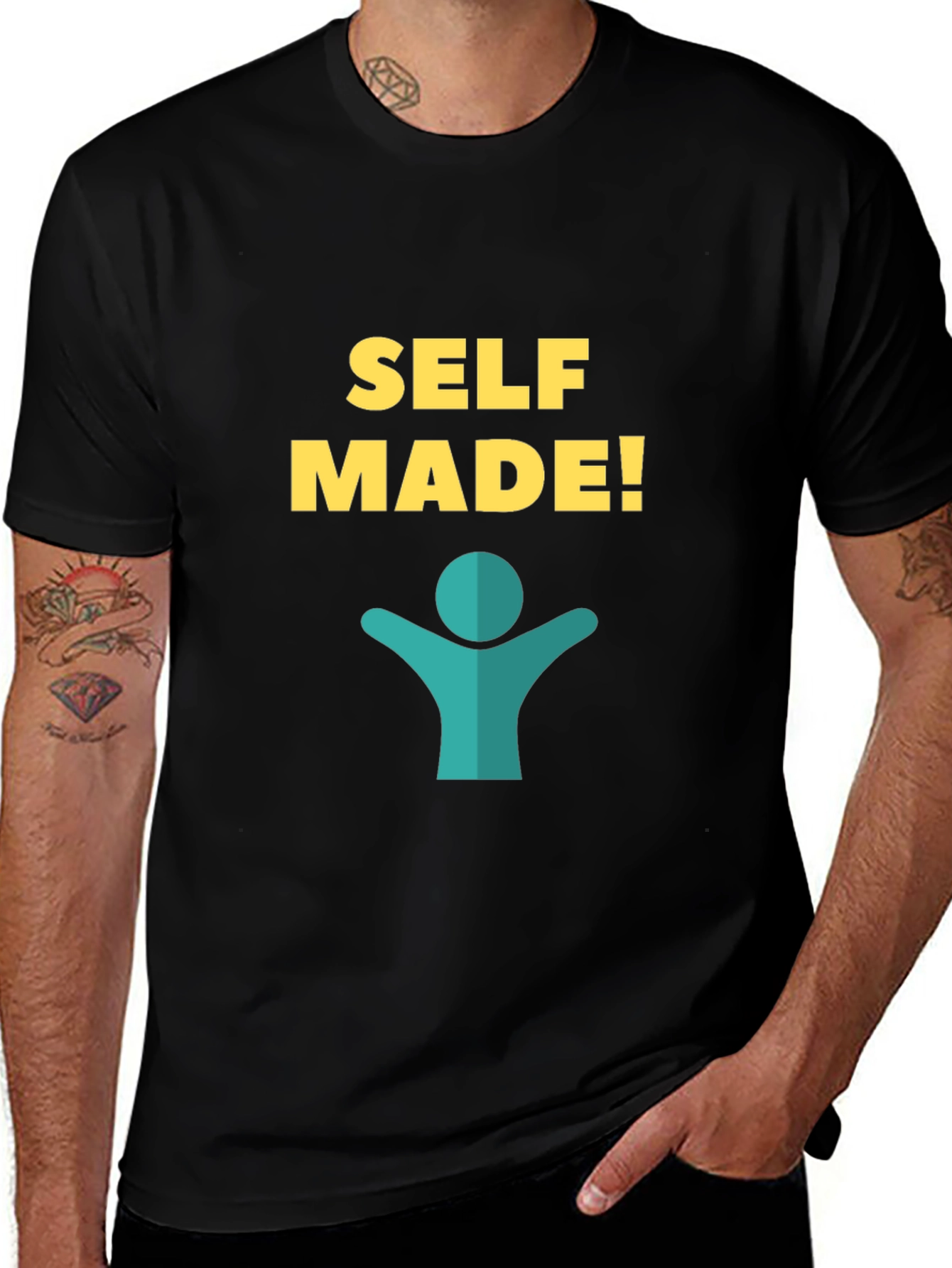 Self Made Graphic Tee - Black Cotton T-Shirt