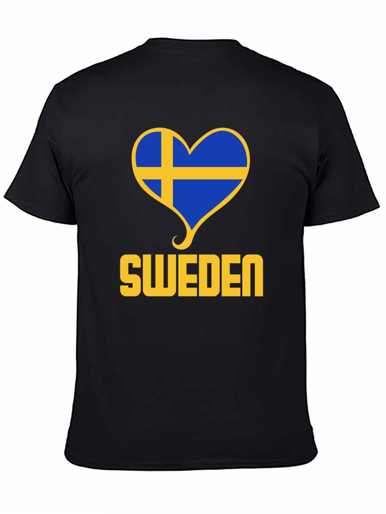 Sweden Heart Flag T-Shirt - Black