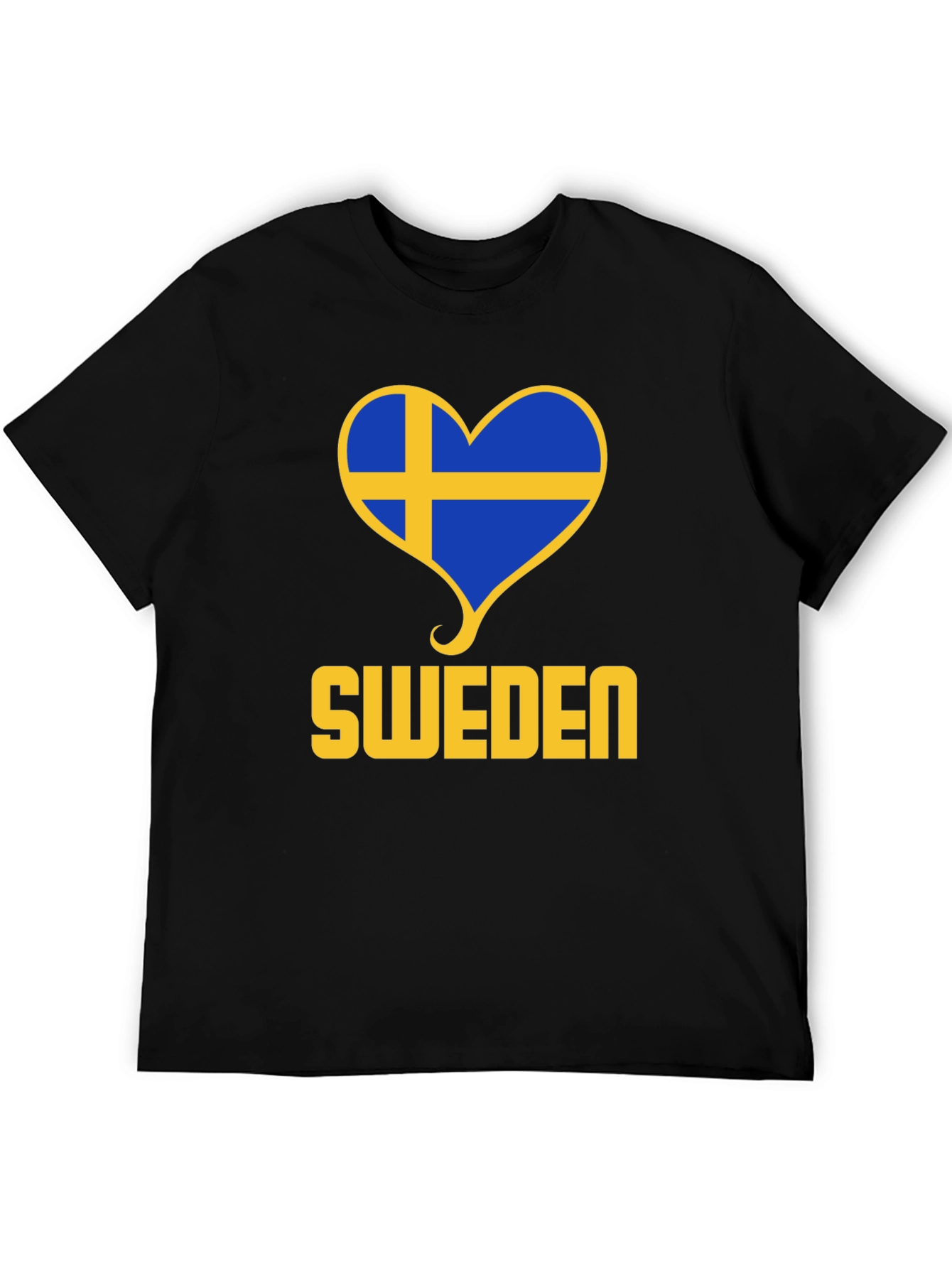 Sweden Heart Flag T-Shirt - Black