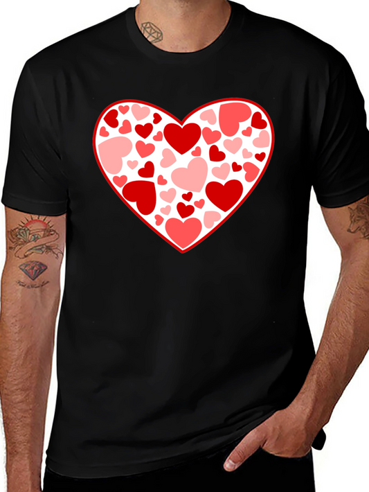 Heart Print Black T-Shirt
