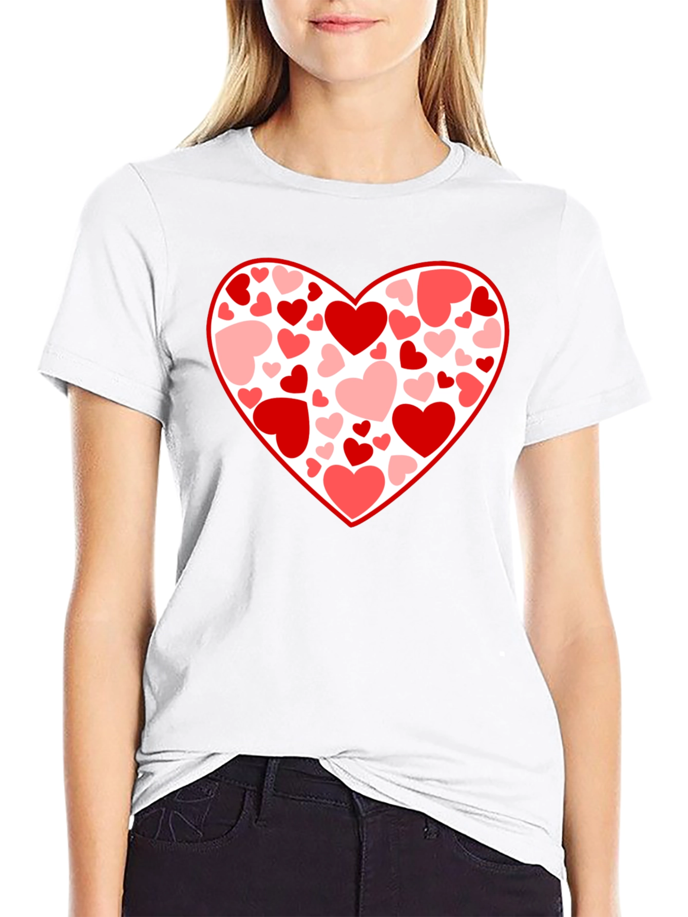 Heart Print Black T-Shirt