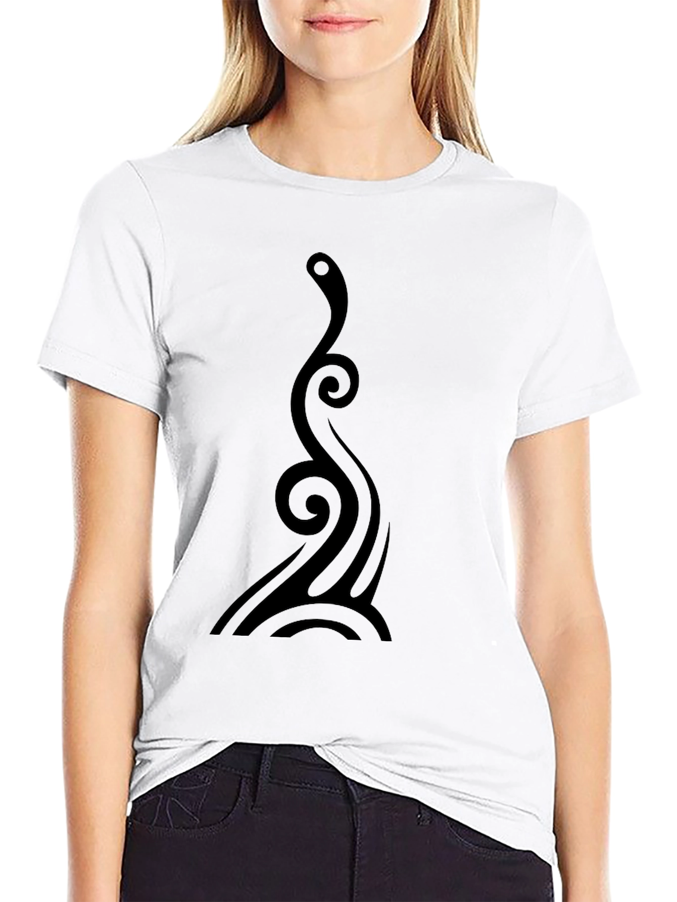 Mens Black Tribal Swirl Graphic Tee