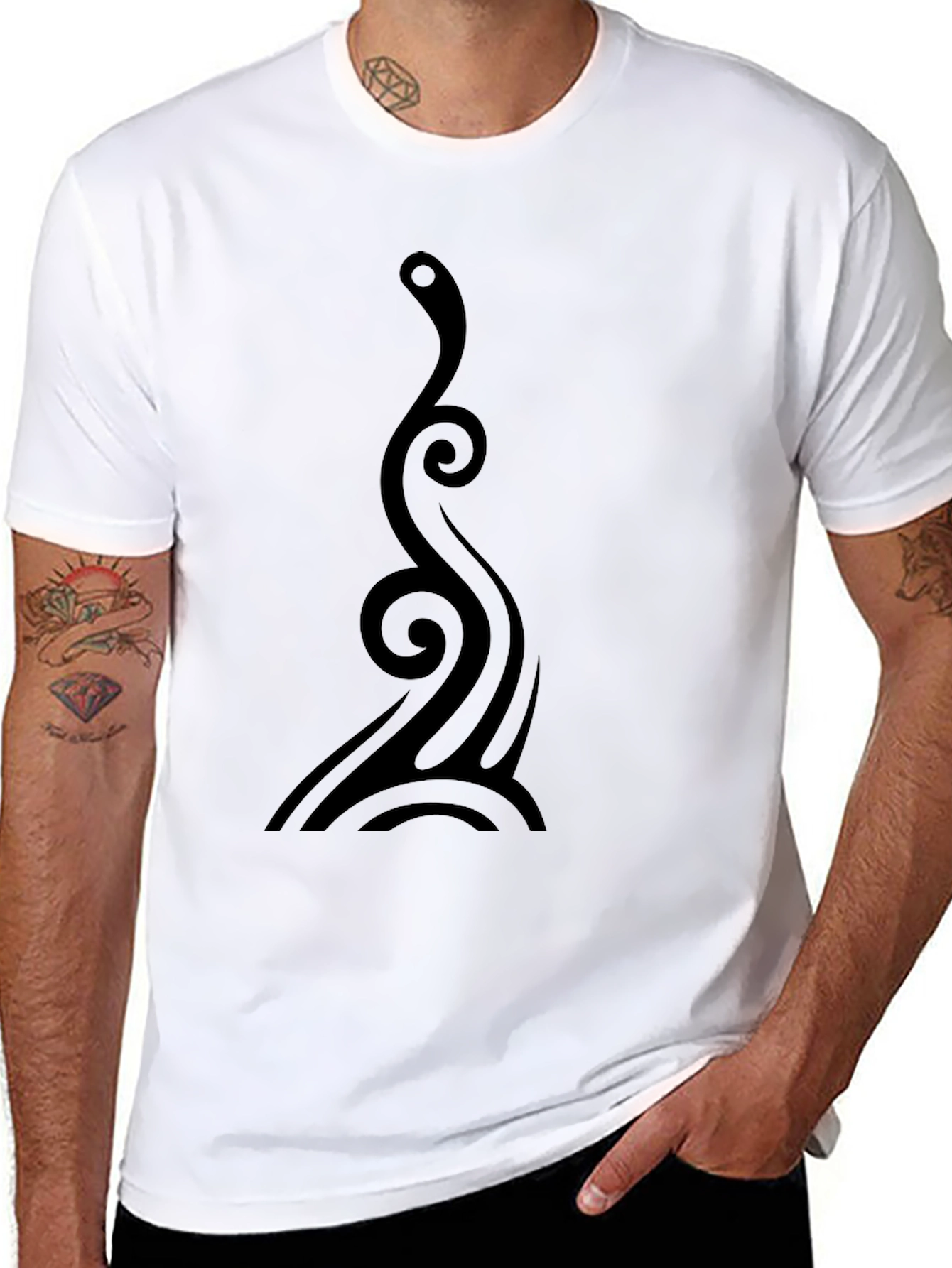 Mens Black Tribal Swirl Graphic Tee