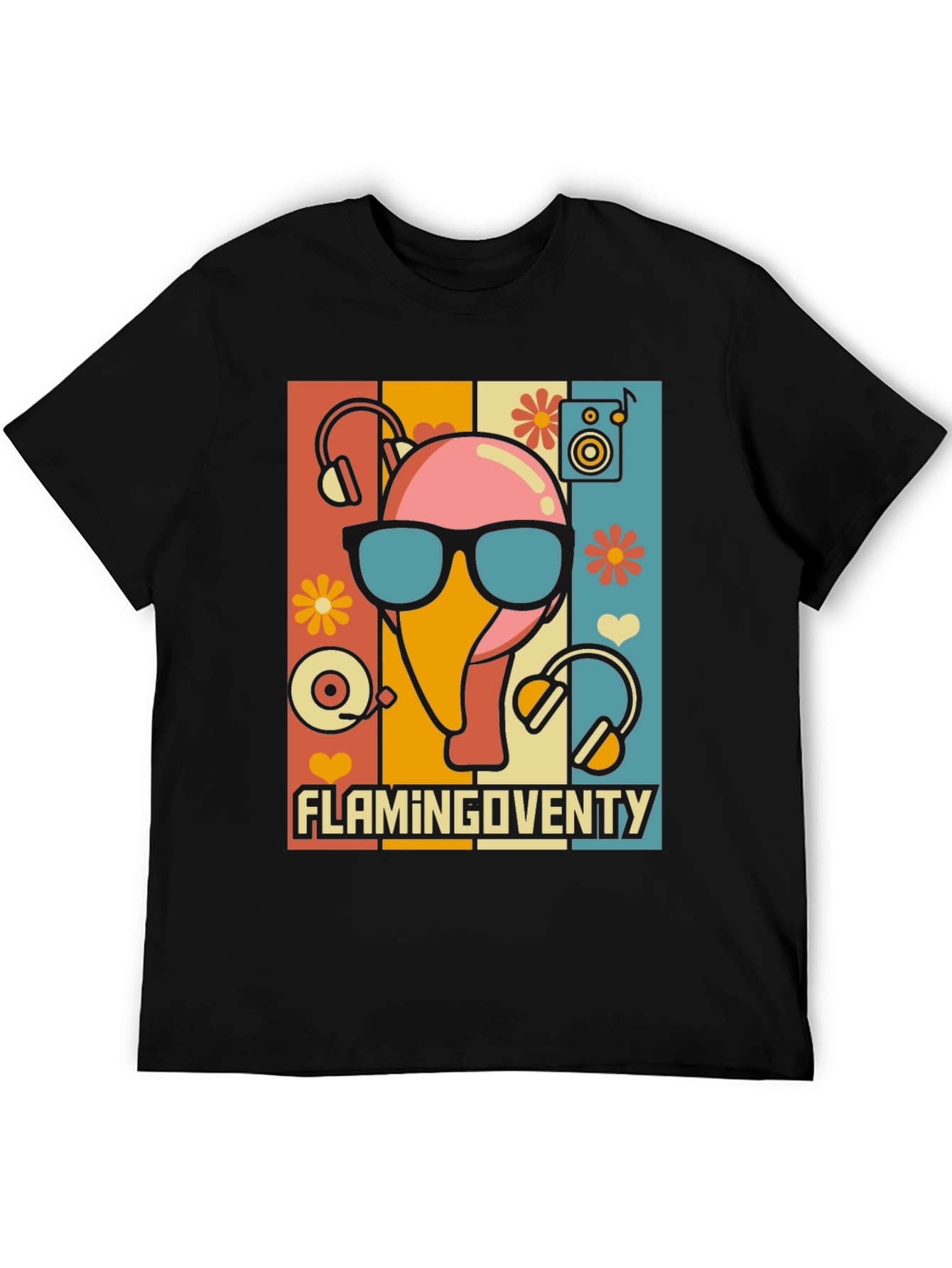 Retro Flamingo Music Lover T-Shirt