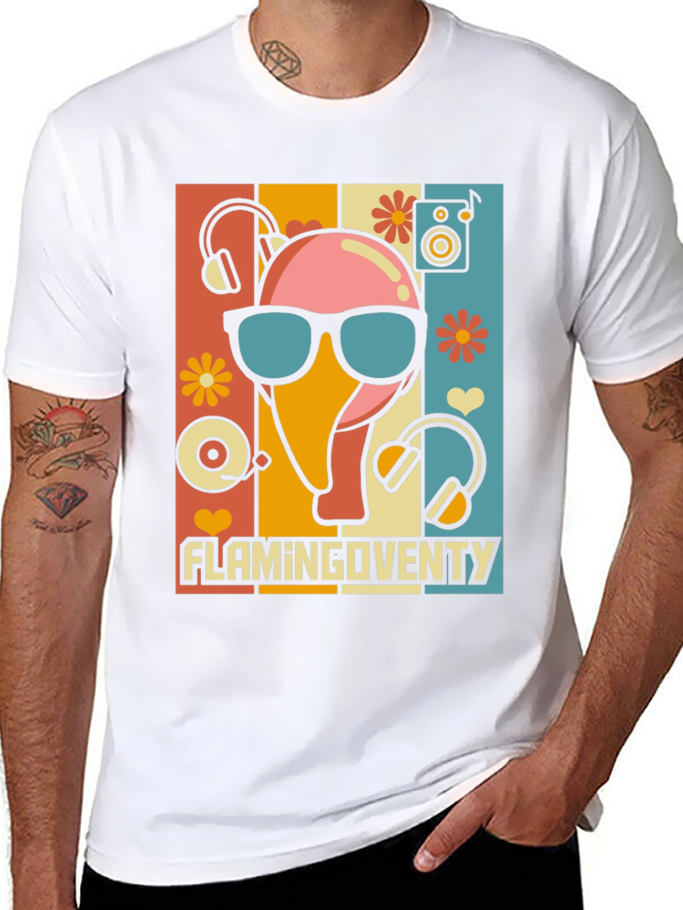 Retro Flamingo Music Lover T-Shirt