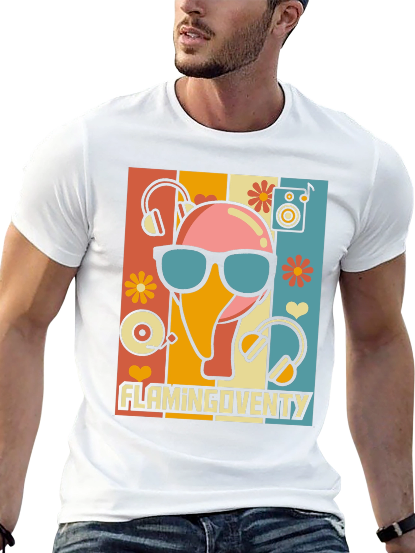 Retro Flamingo Music Lover T-Shirt