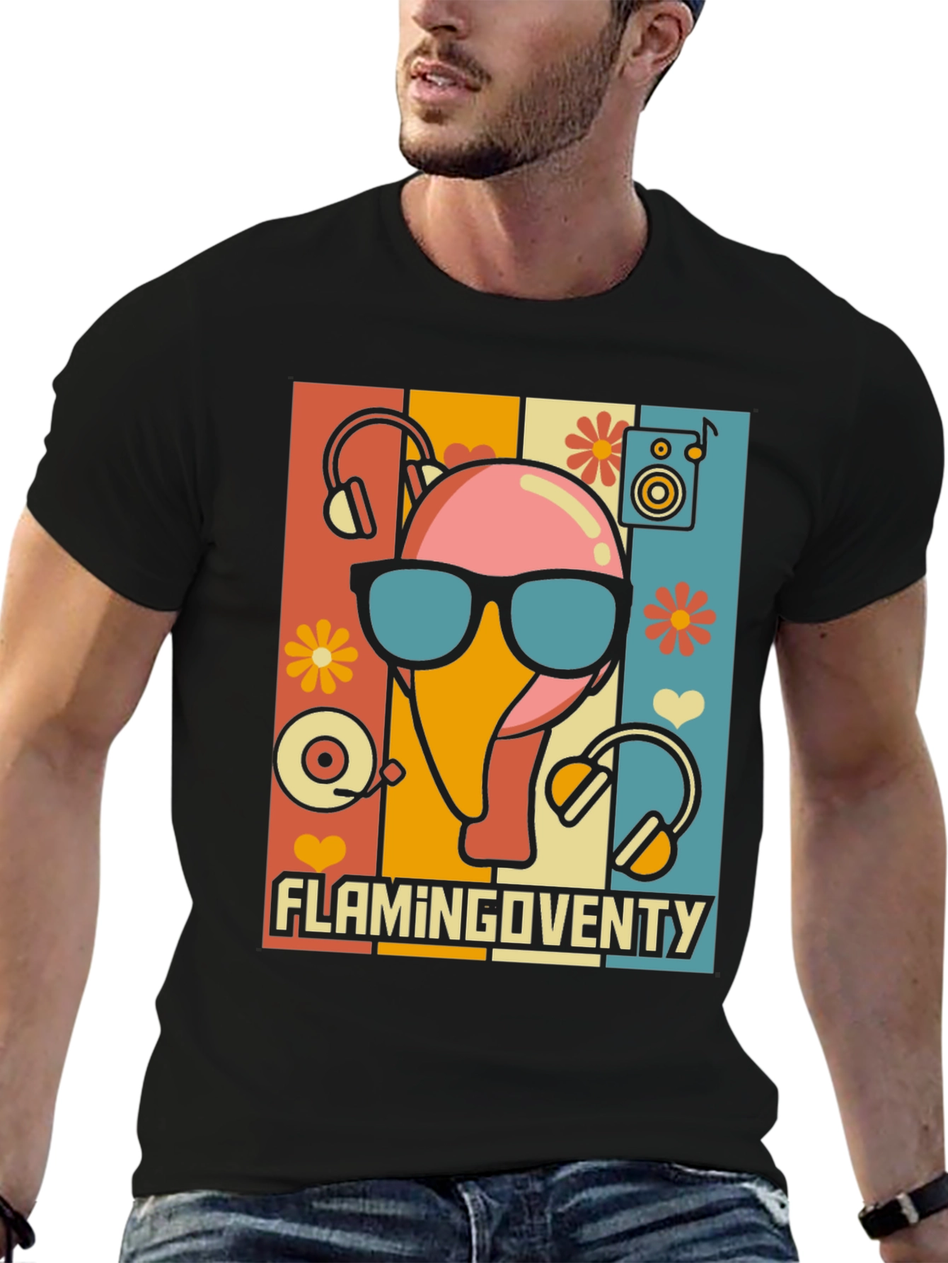 Retro Flamingo Music Lover T-Shirt