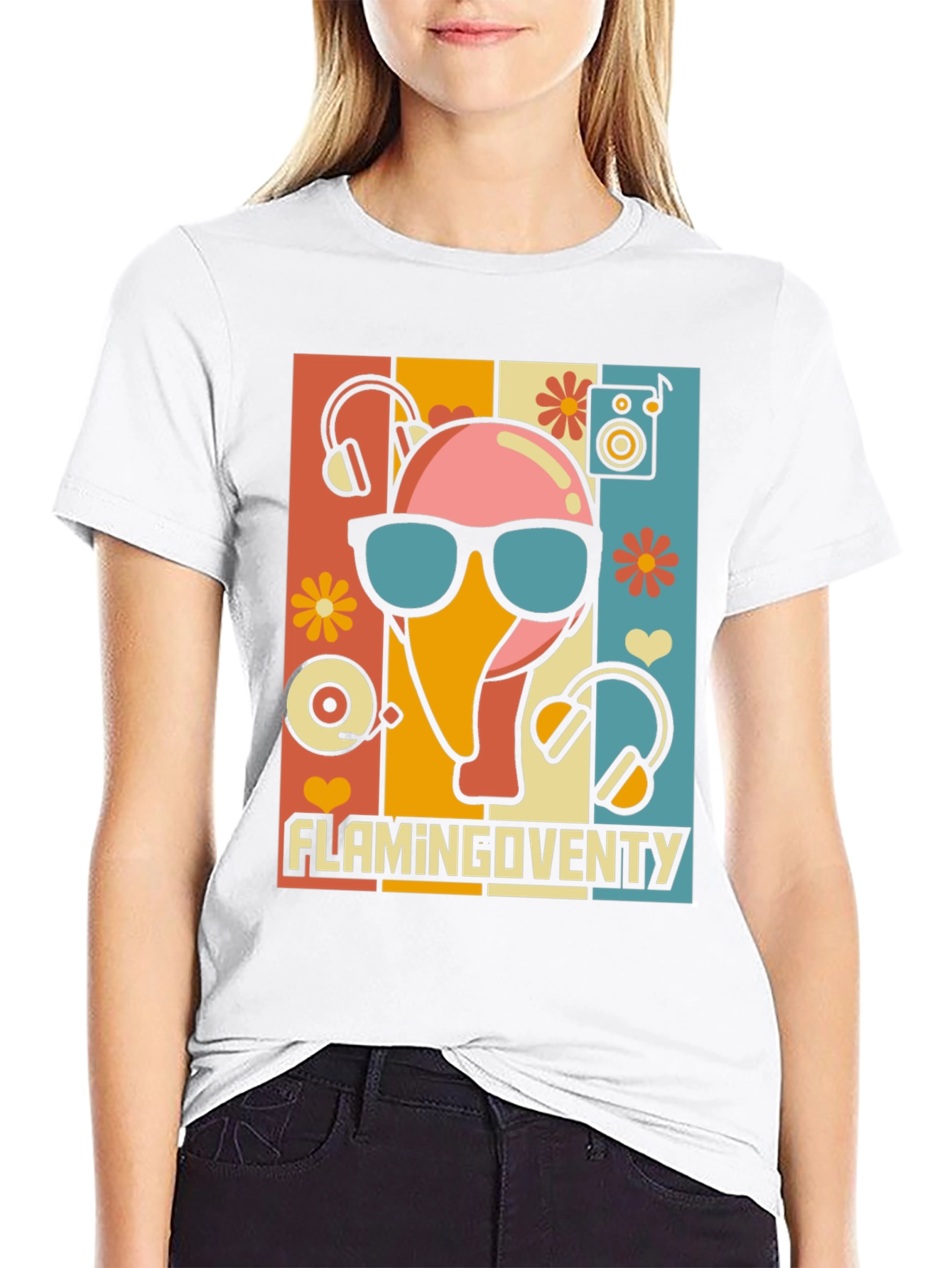 Retro Flamingo Music Lover T-Shirt