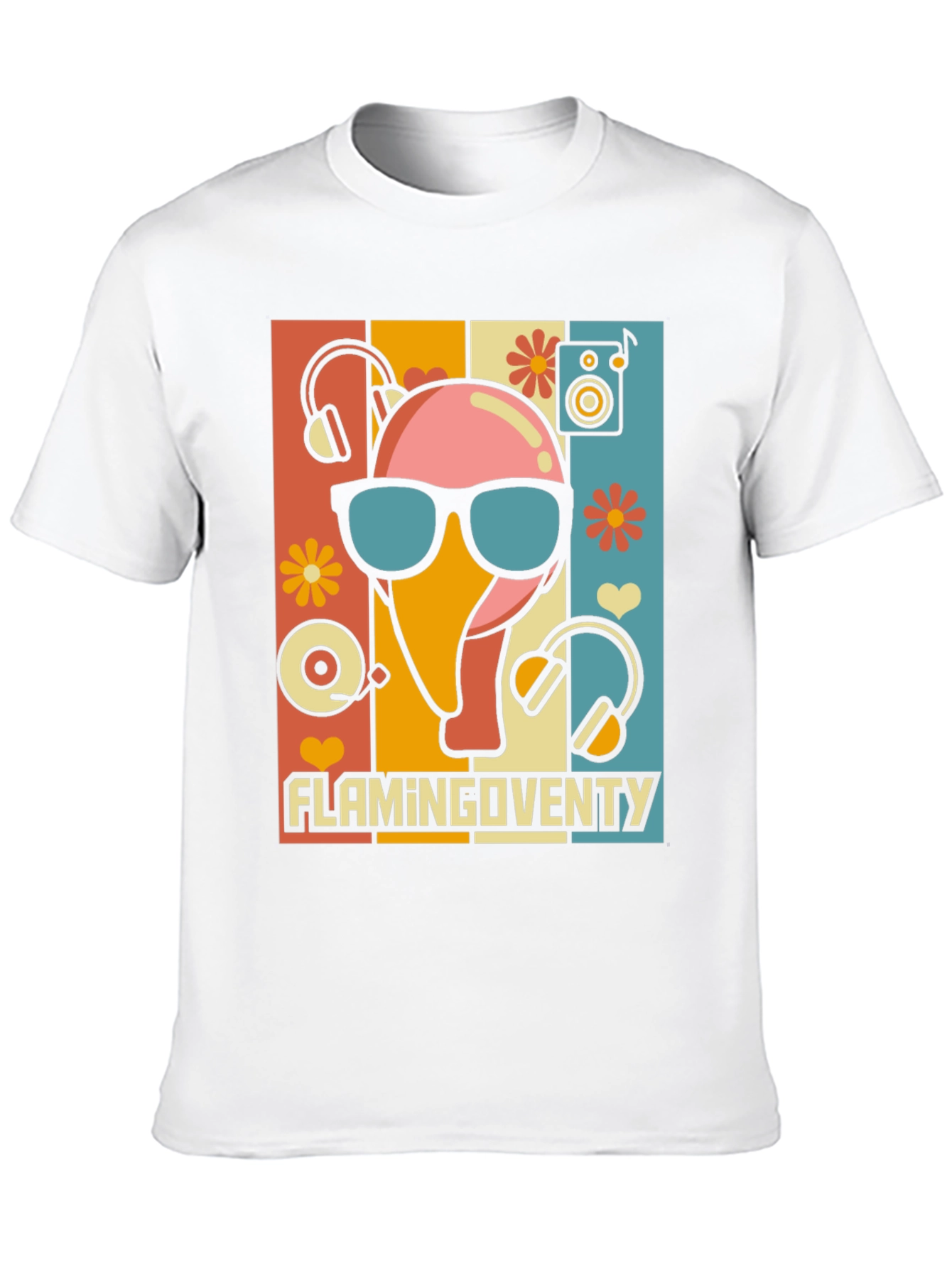 Retro Flamingo Music Lover T-Shirt