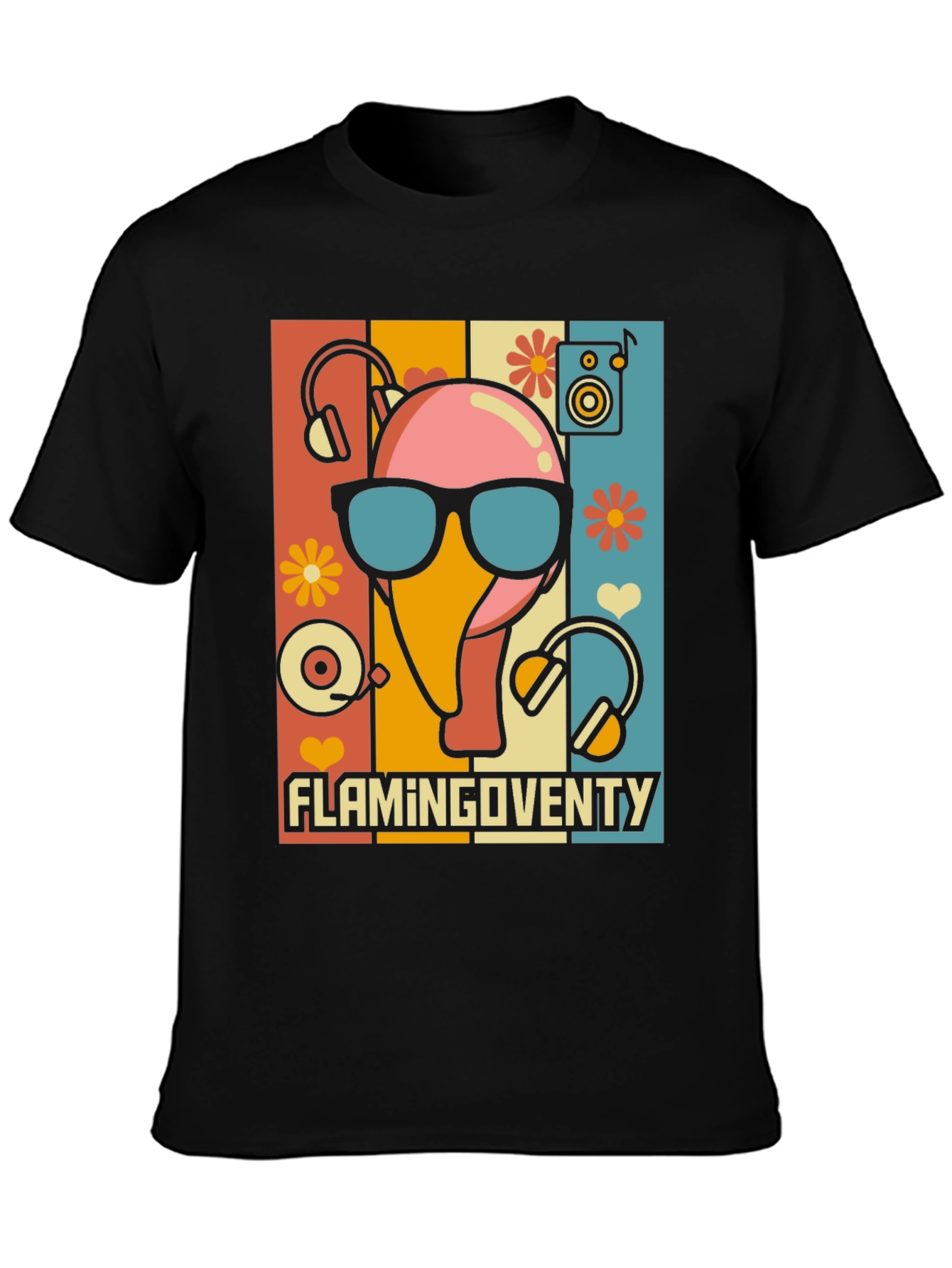 Retro Flamingo Music Lover T-Shirt