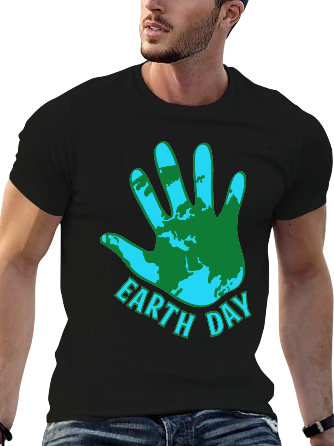Earth Day T-Shirt - World Map Hand Print