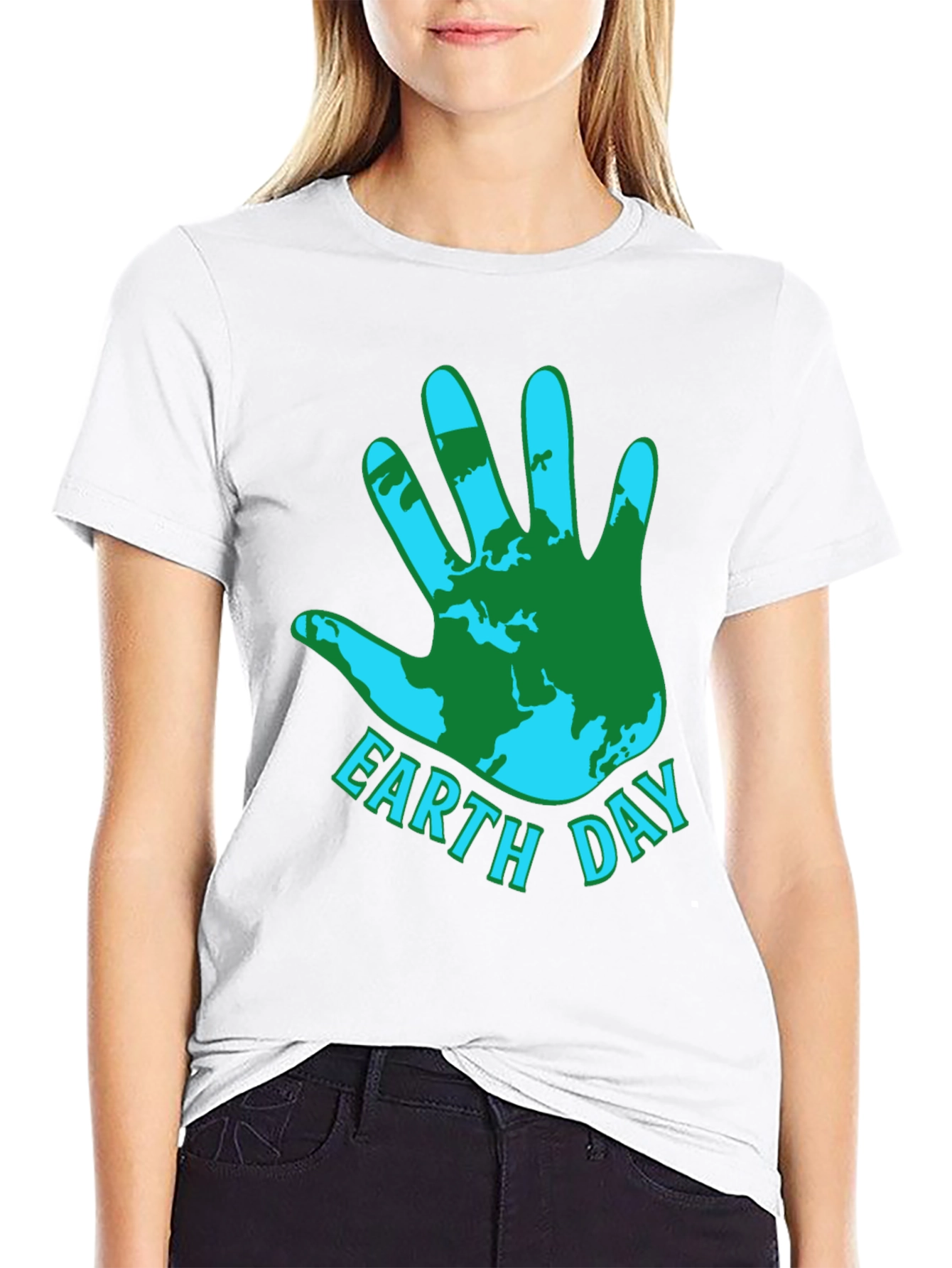 Earth Day T-Shirt - World Map Hand Print