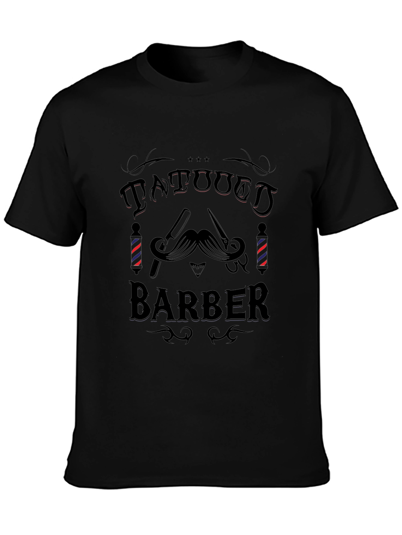 Tattooed Barber Graphic Tee - Mens Black T-Shirt