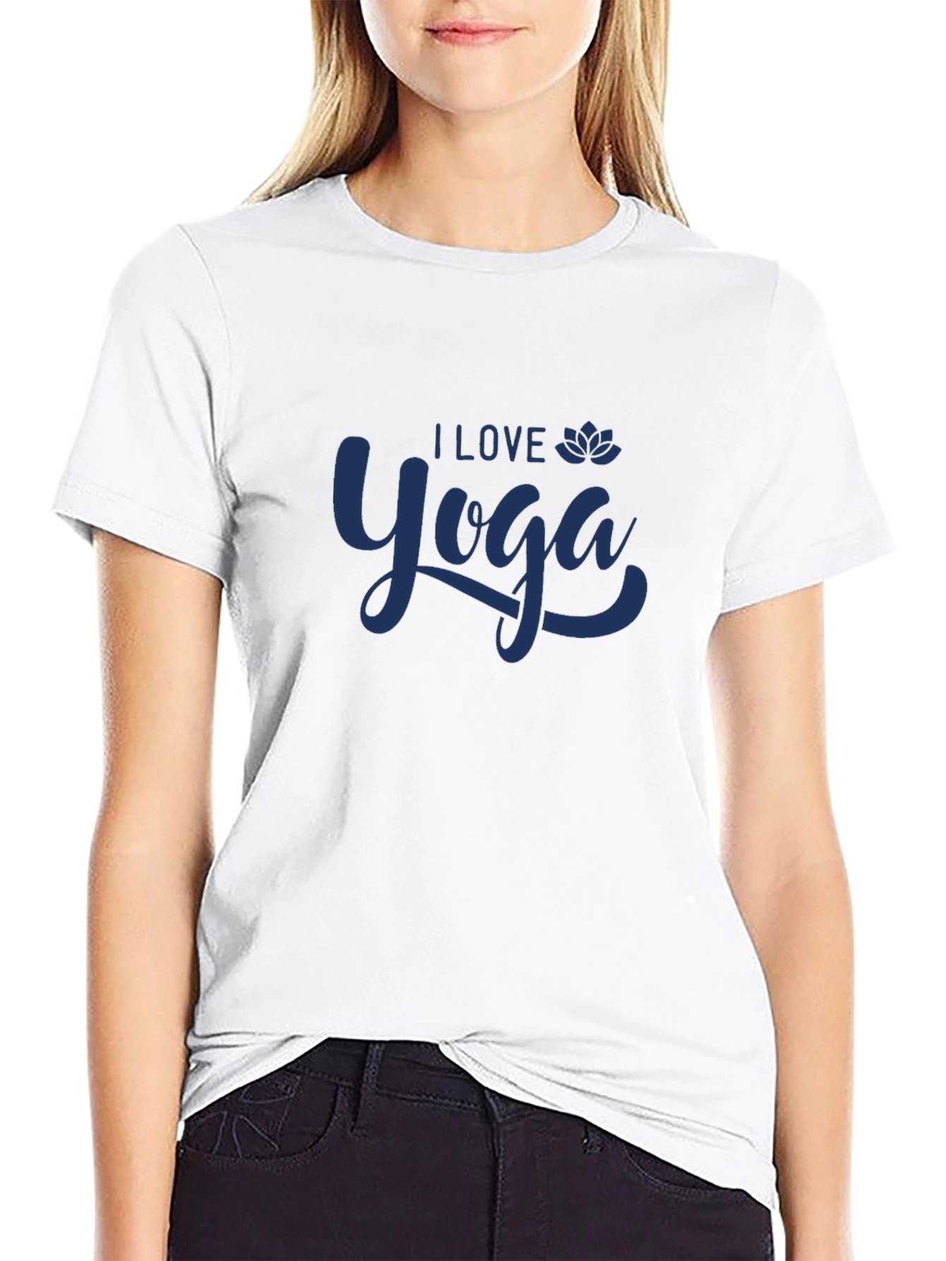 I Love Yoga Black Graphic T-Shirt