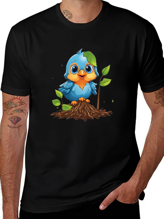 Cute Blue Bird Planting T-Shirt